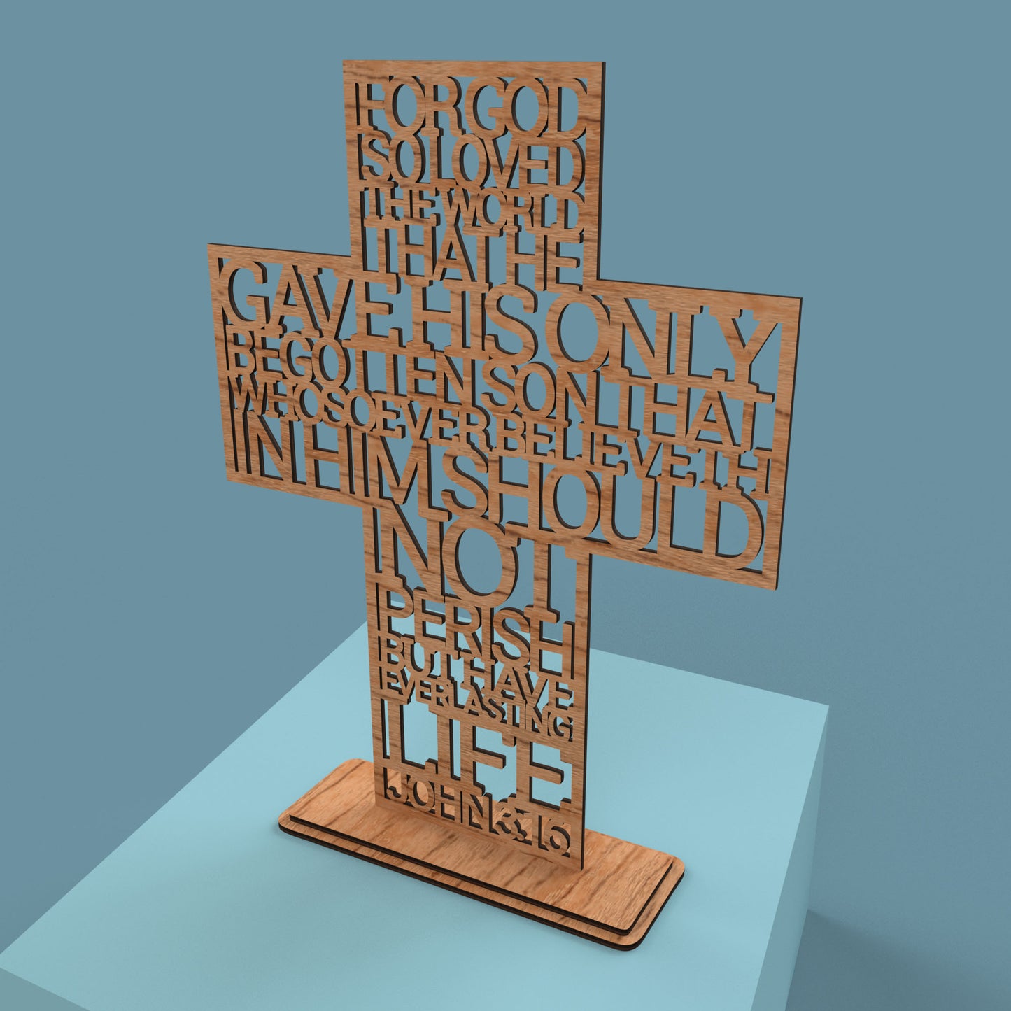 John 3:16 For God so loved the world Cross -Laser Cut File - The X Laser Files