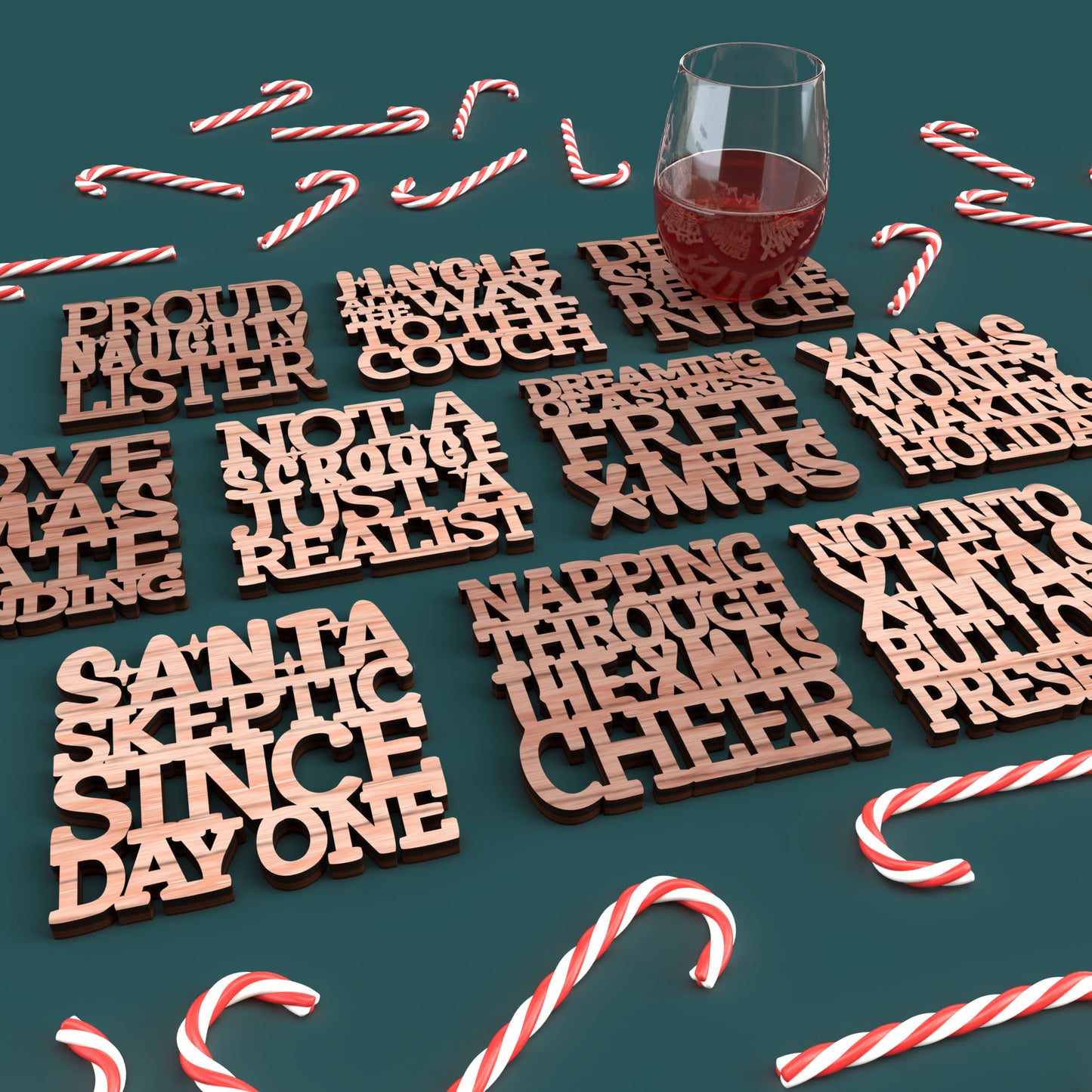 Anti Xmas Coasters - Laser Cut File - svg dxf pdf eps ai The X Laser Files