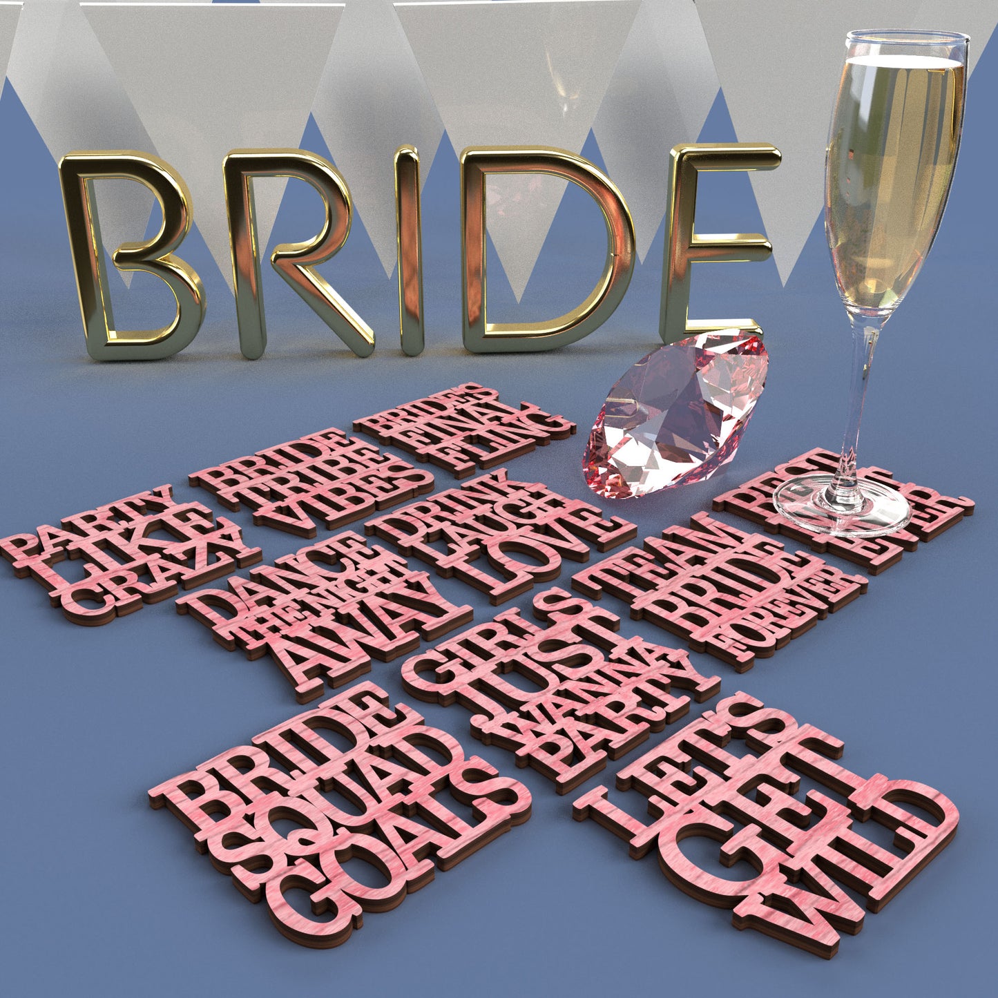 Bachelorette Coasters -Laser Cut File - The X Laser Files
