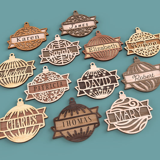 Customizable Christmas Ornaments -Laser Cut File - The X Laser Files