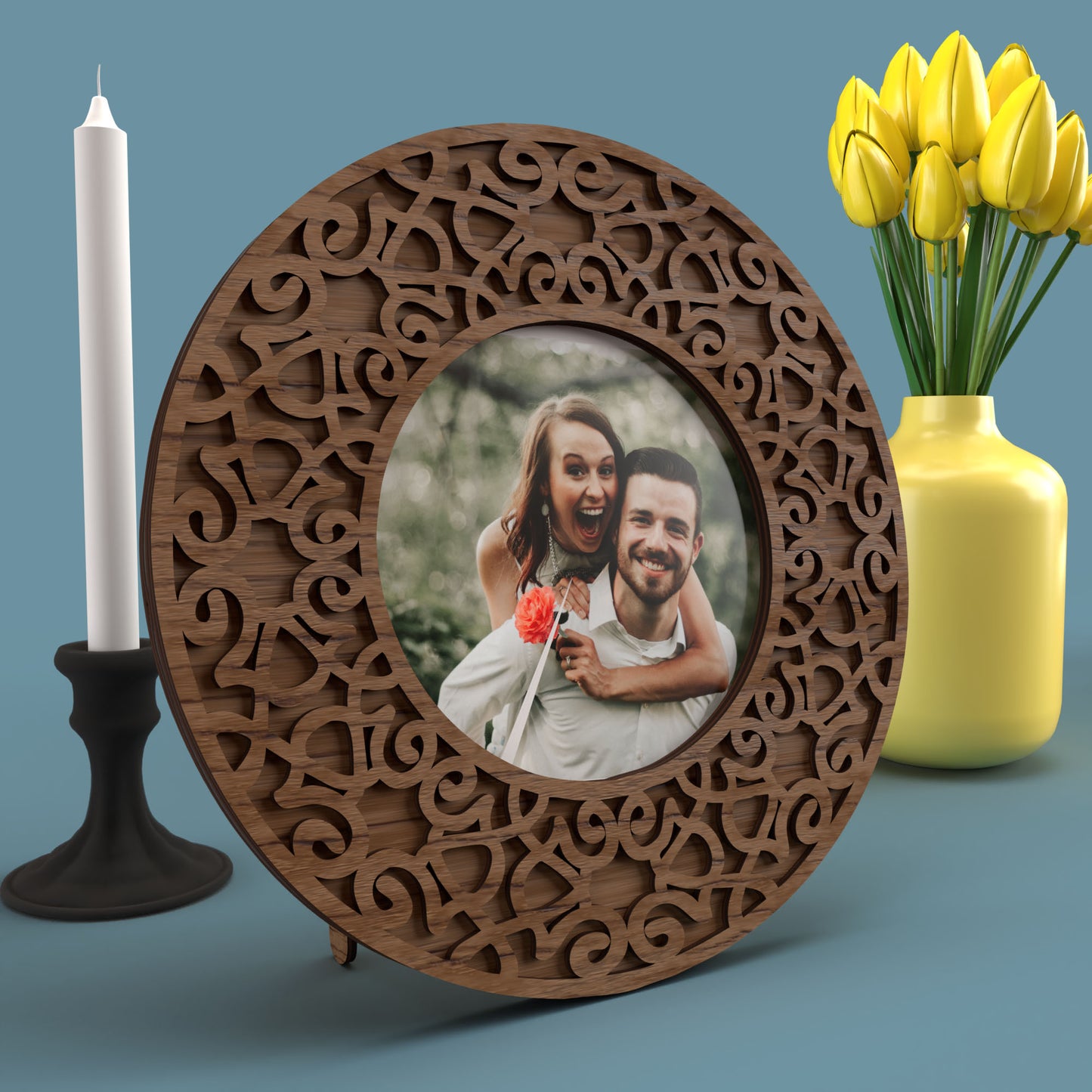 Circle Photo Frame Cast Iron - Laser Cut File - svg dxf pdf eps ai The X Laser Files