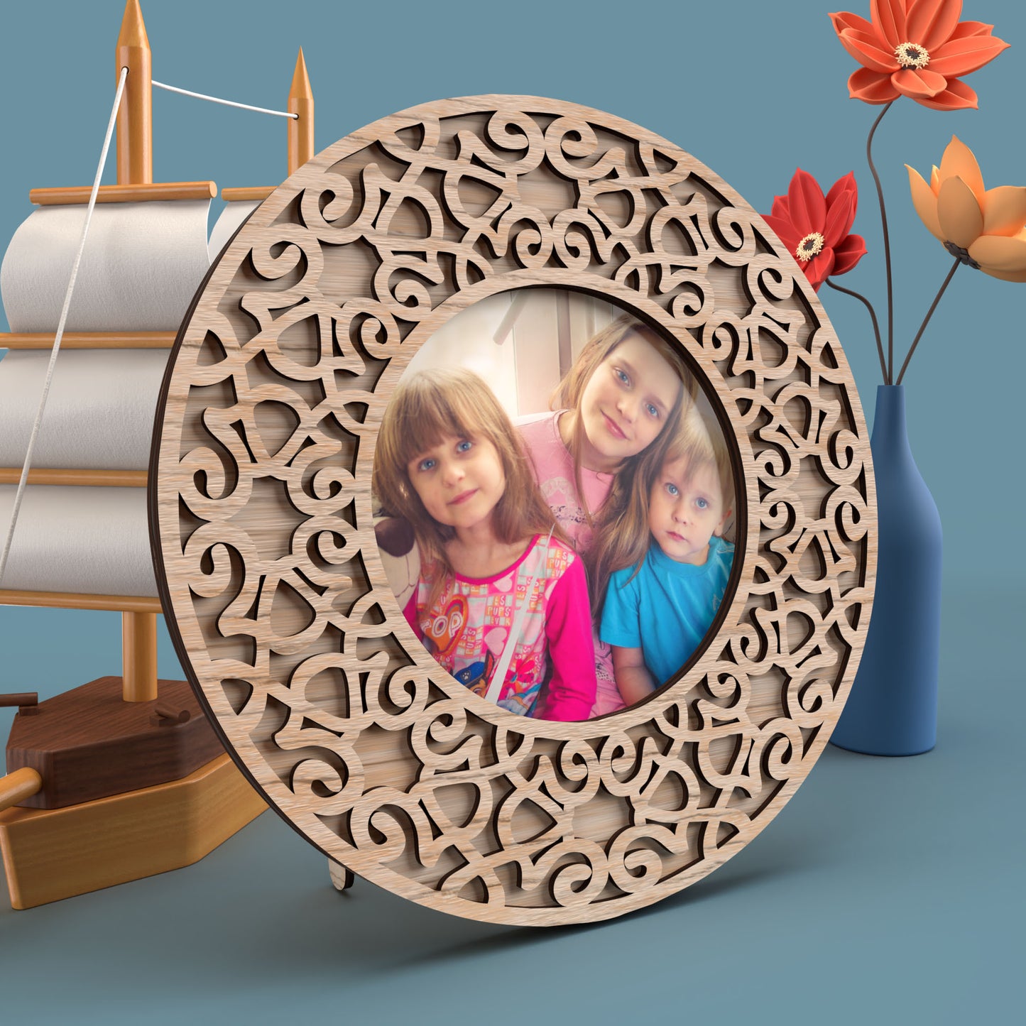 Circle Photo Frame Cast Iron - Laser Cut File - svg dxf pdf eps ai The X Laser Files