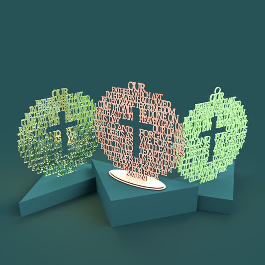 Lord's Prayer (Our Father) Circle with Cross (King James Version) -Laser Cut File - The X Laser Files