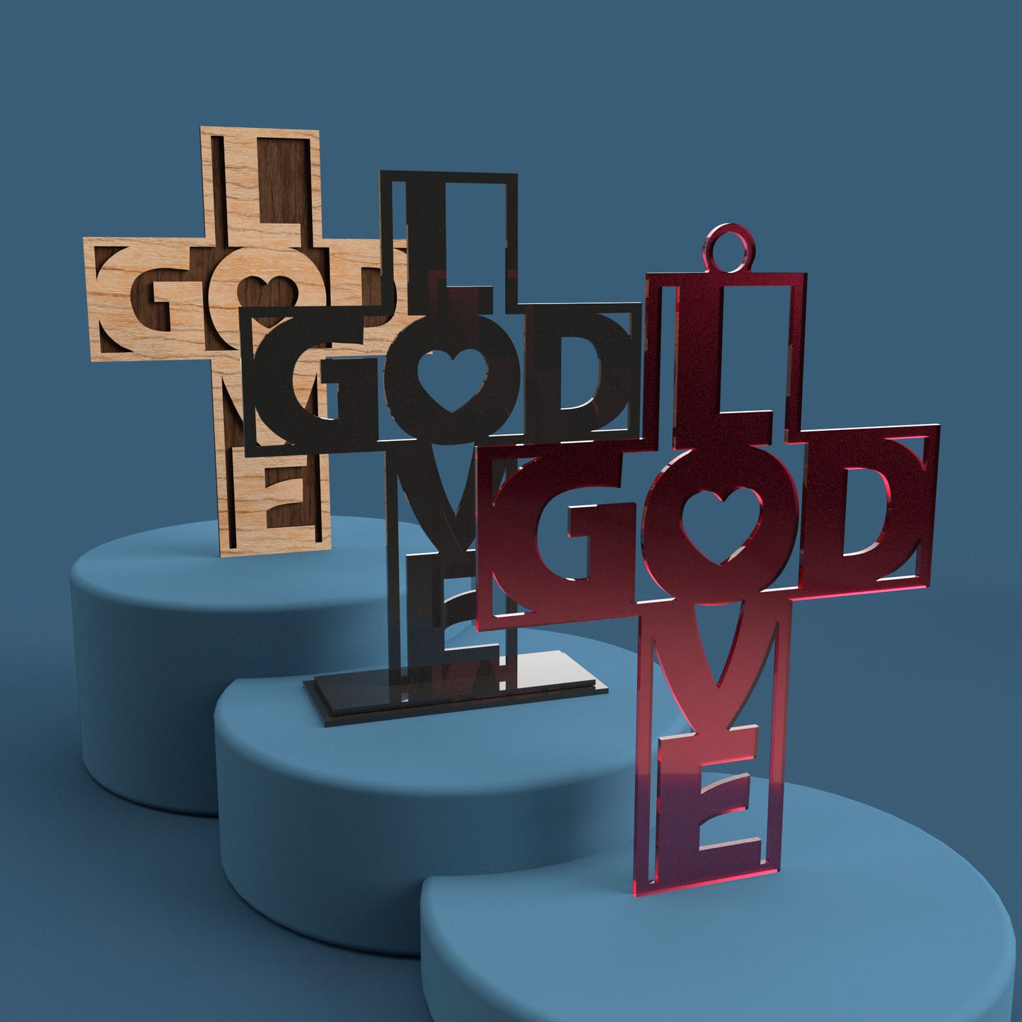 God is Love Cross -Laser Cut File - The X Laser Files