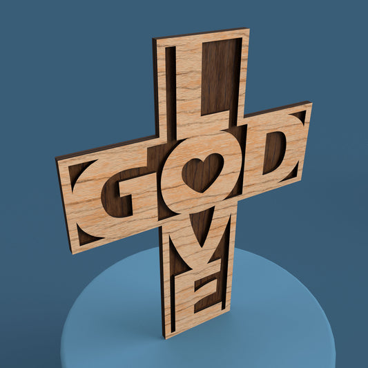 God is Love Cross -Laser Cut File - The X Laser Files