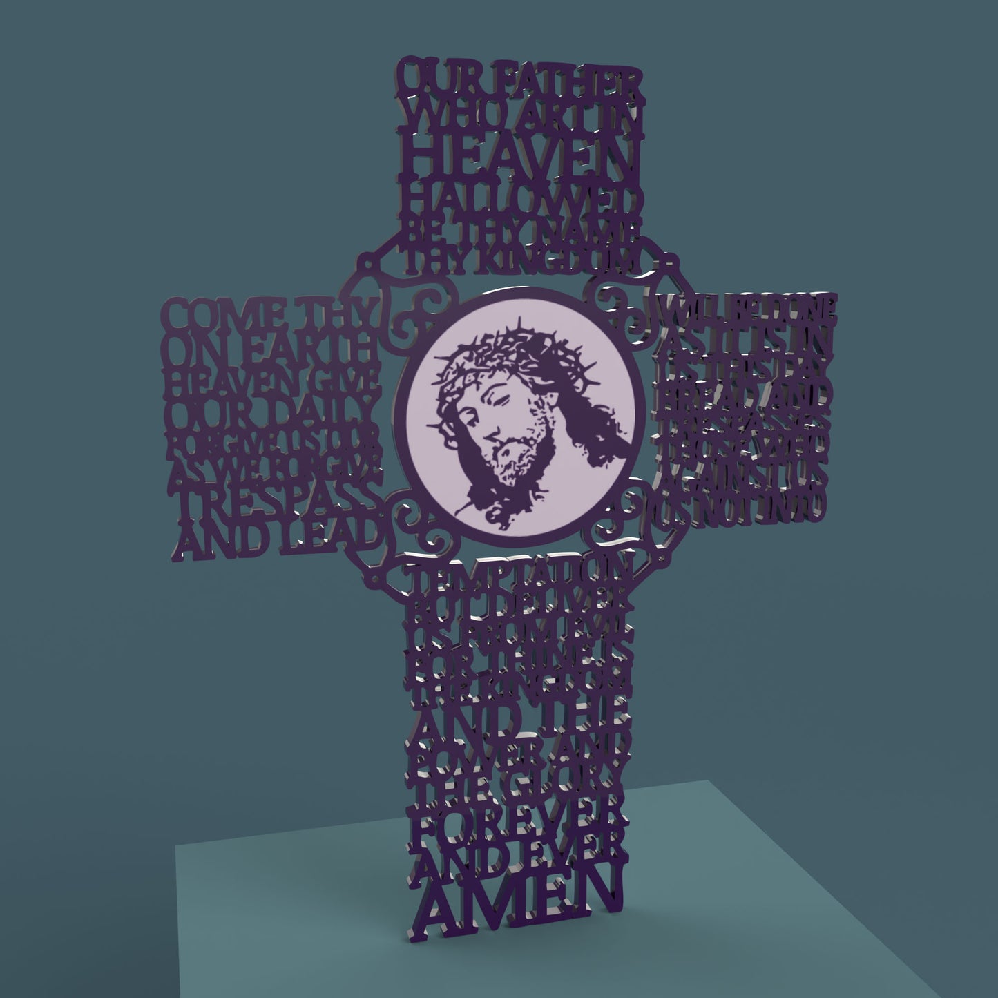 Lord's Prayer (Our Father) Picture Cross Extended Version -Laser Cut File - The X Laser Files