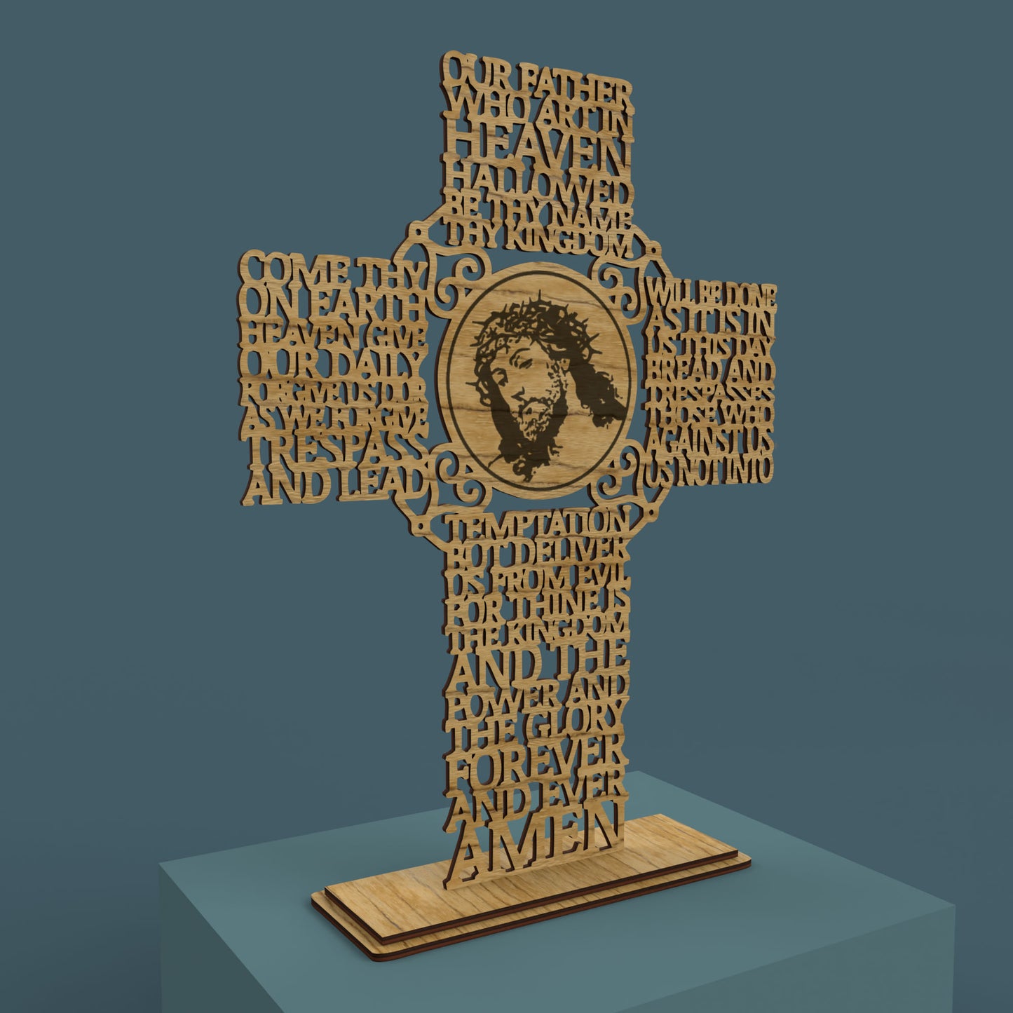 Lord's Prayer (Our Father) Picture Cross Extended Version -Laser Cut File - The X Laser Files