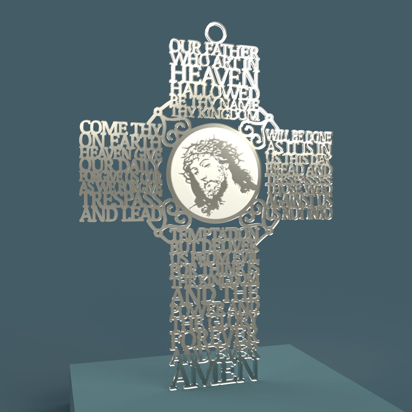 Lord's Prayer (Our Father) Picture Cross Extended Version -Laser Cut File - The X Laser Files