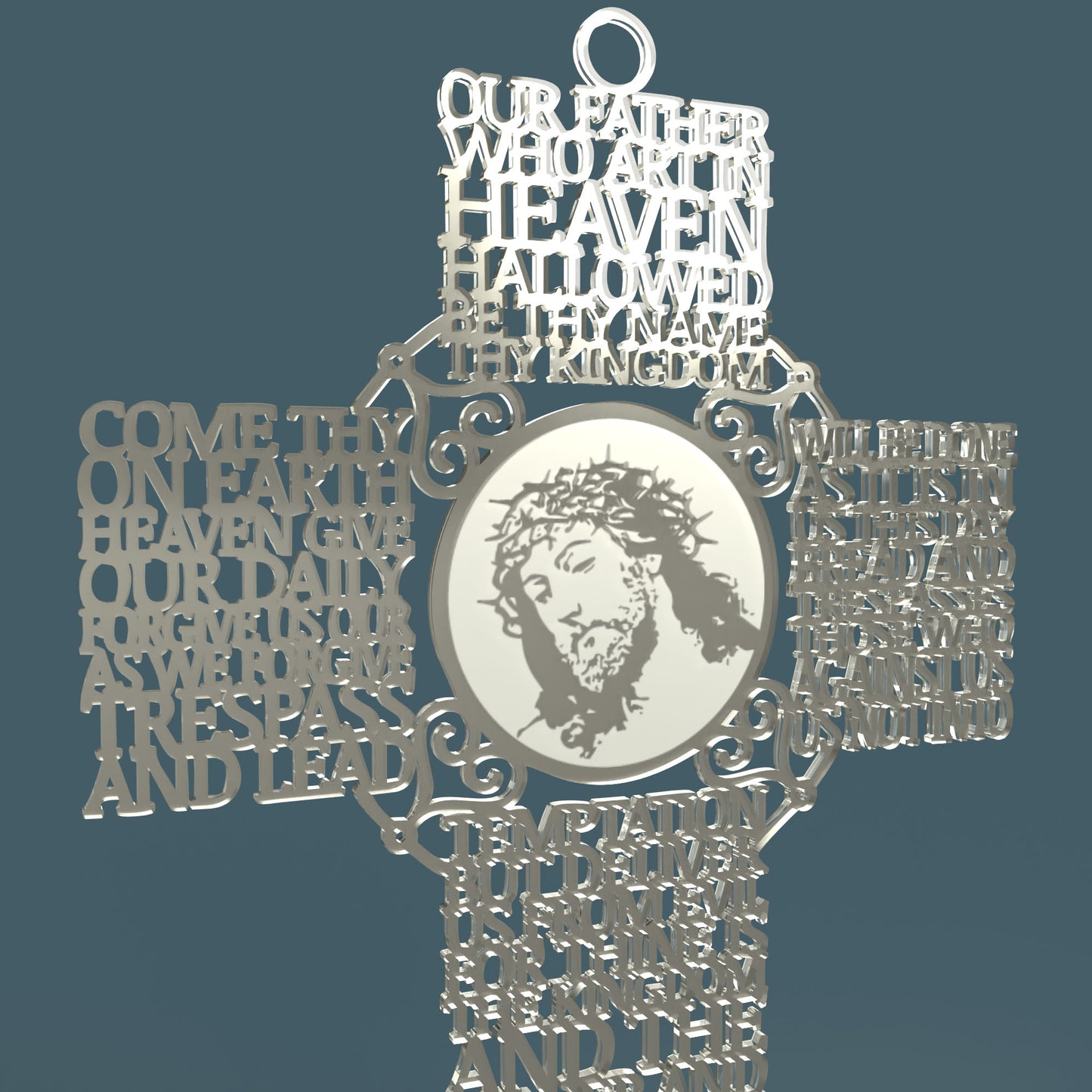 Lord's Prayer (Our Father) Picture Cross Extended Version -Laser Cut File - The X Laser Files