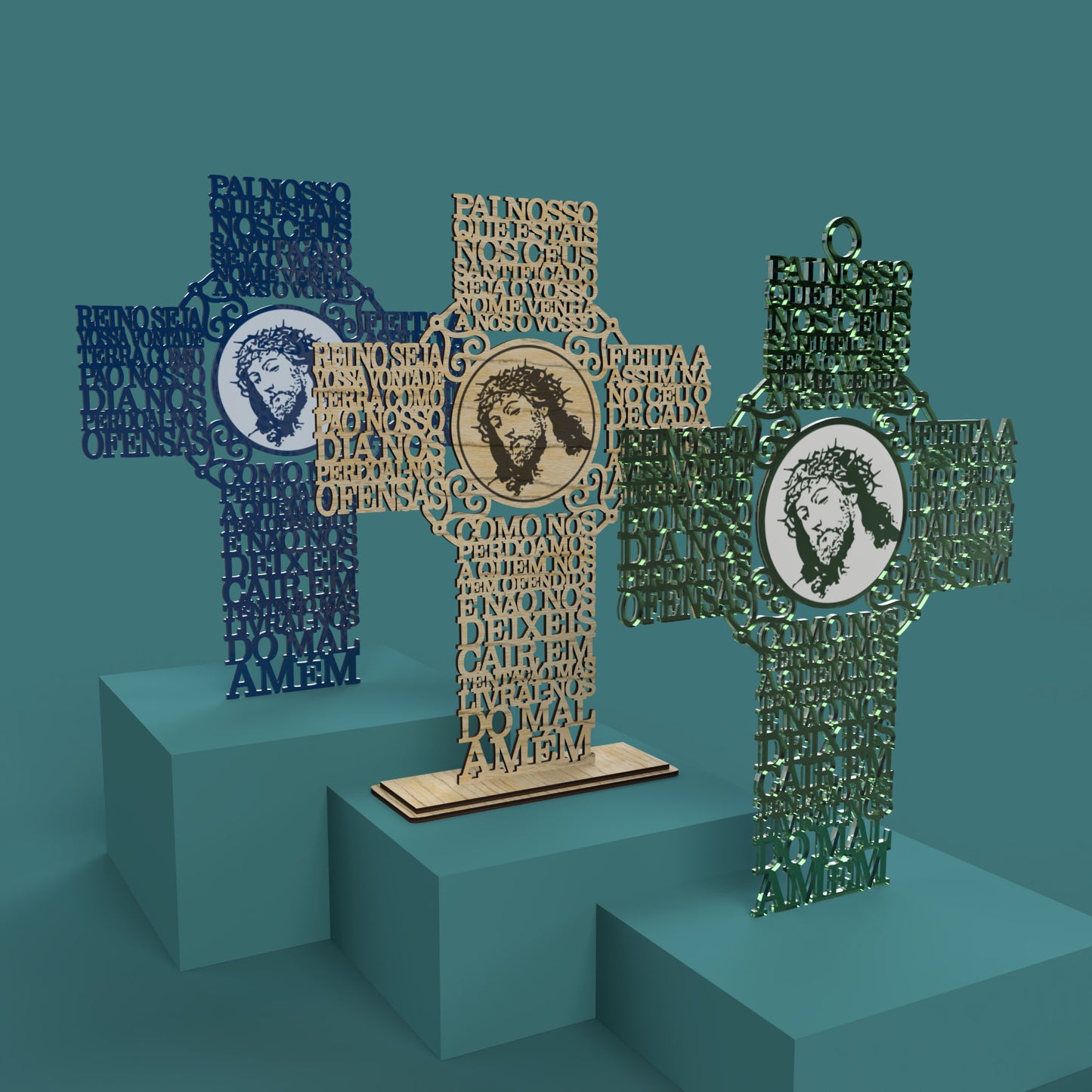 Pai Nosso Cross with Picture -Laser Cut File - The X Laser Files