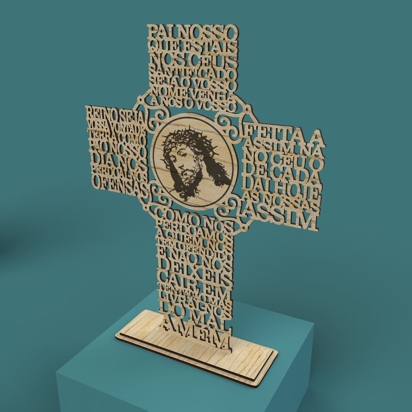 Pai Nosso Cross with Picture -Laser Cut File - The X Laser Files