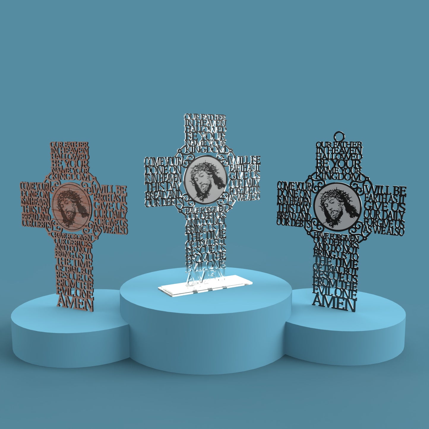 Lord's Prayer (Our Father) Picture Cross Modern Version -Laser Cut File - The X Laser Files