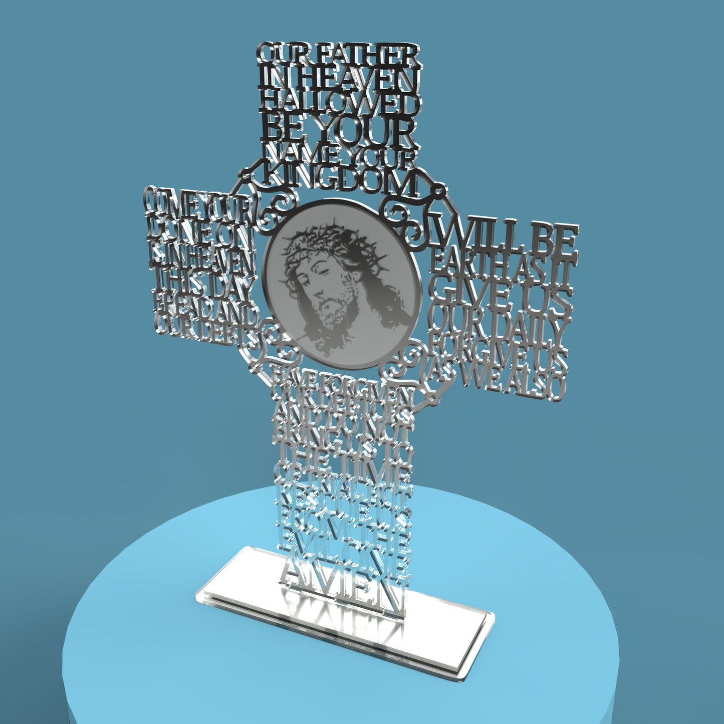 Lord's Prayer (Our Father) Picture Cross Modern Version -Laser Cut File - The X Laser Files