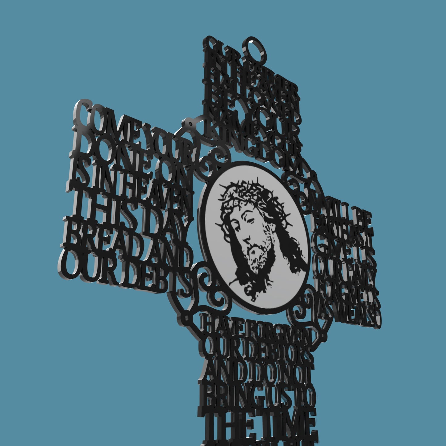 Lord's Prayer (Our Father) Picture Cross Modern Version -Laser Cut File - The X Laser Files