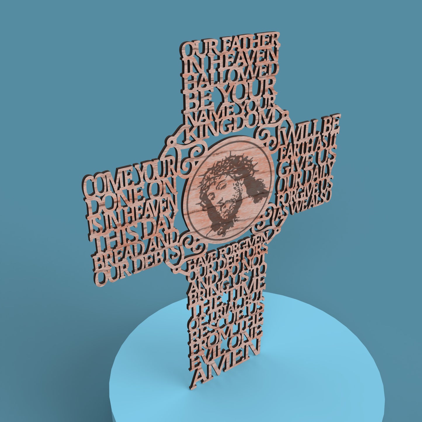 Lord's Prayer (Our Father) Picture Cross Modern Version -Laser Cut File - The X Laser Files