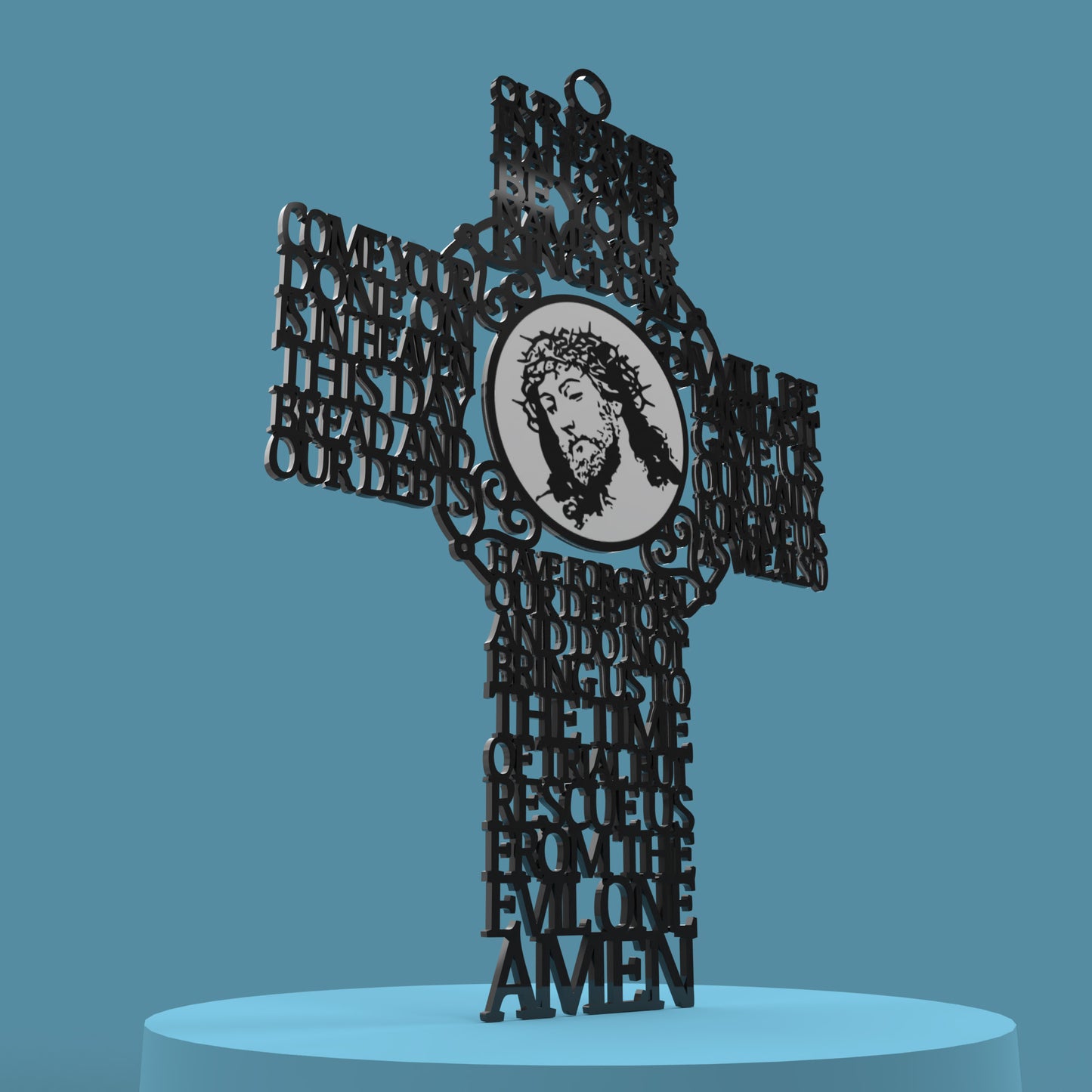 Lord's Prayer (Our Father) Picture Cross Modern Version -Laser Cut File - The X Laser Files