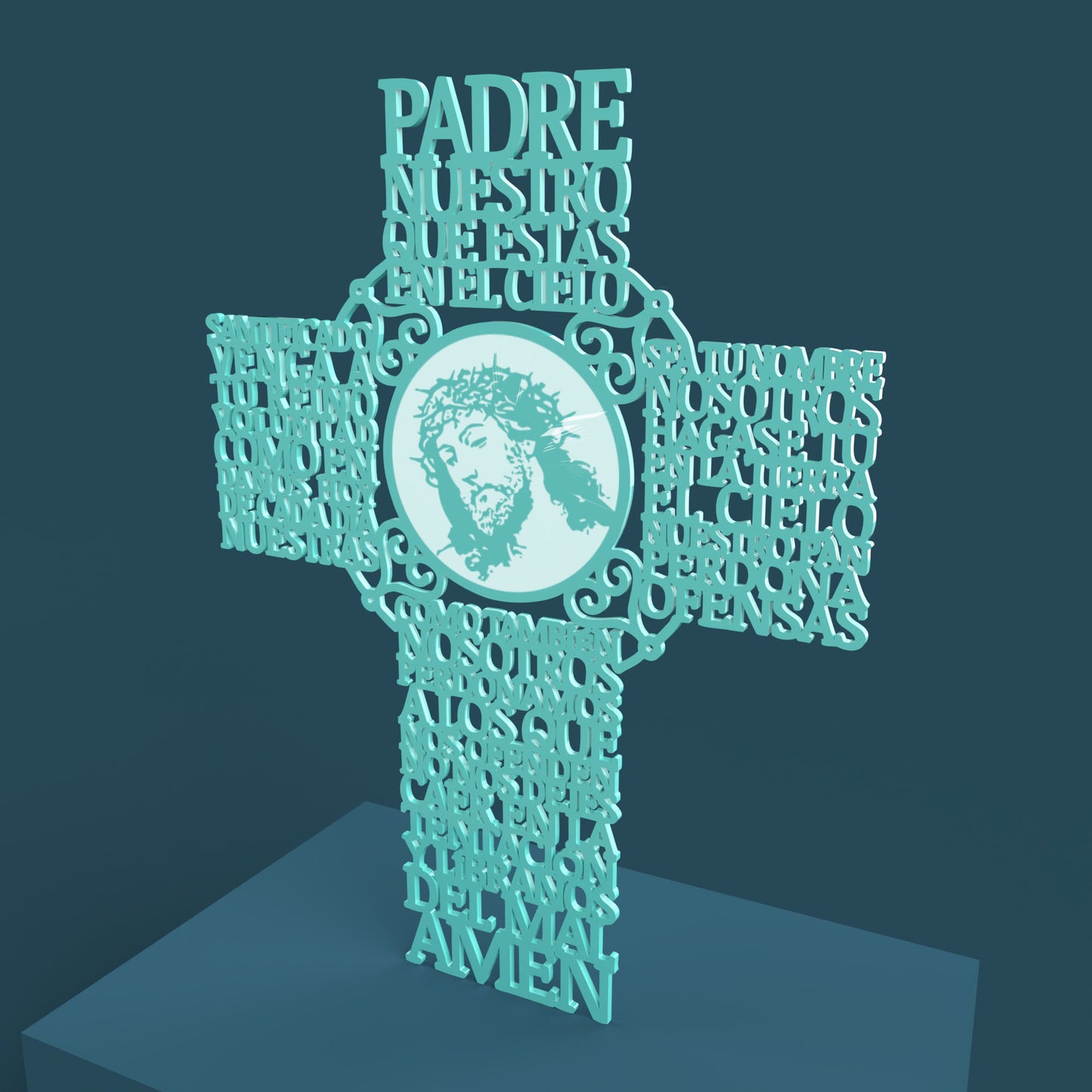 Cruz Imagen Padre Nuestro (Lord's prayer in spanish) -Laser Cut File - The X Laser Files