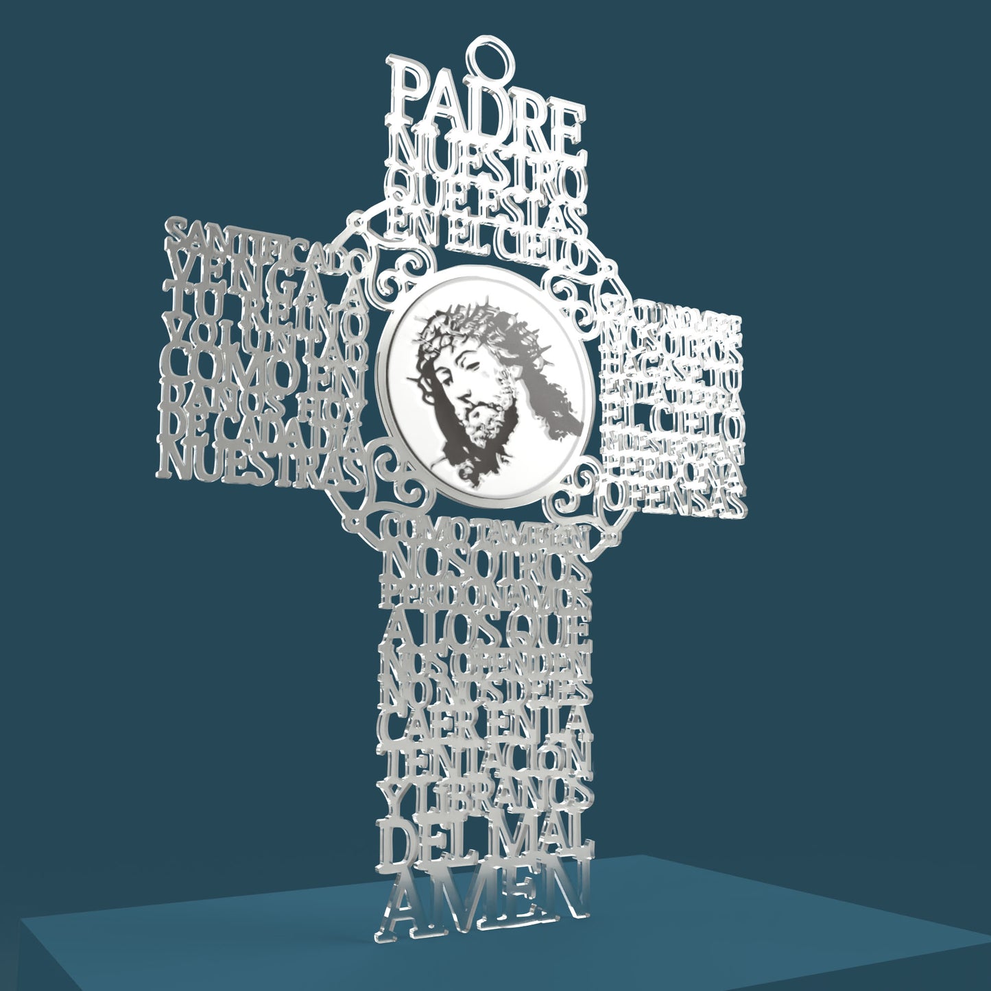 Cruz Imagen Padre Nuestro (Lord's prayer in spanish) -Laser Cut File - The X Laser Files
