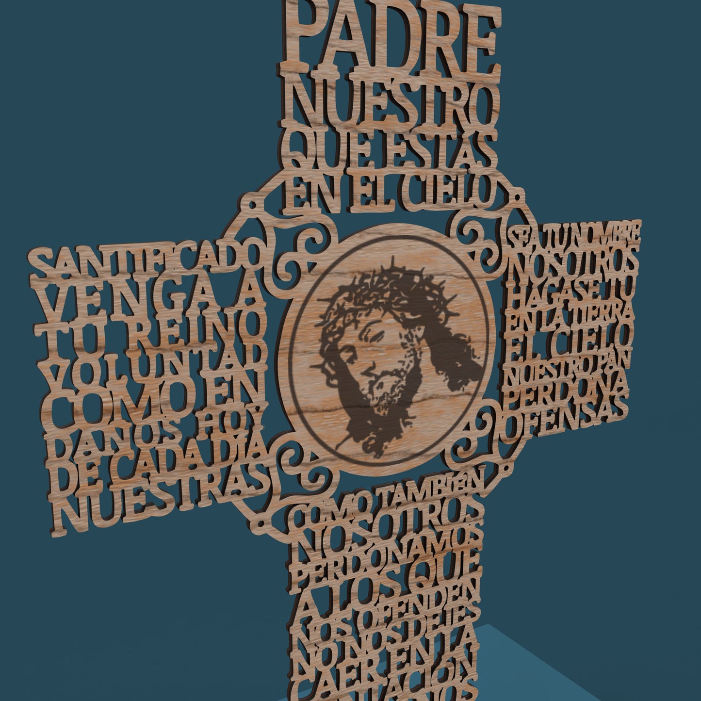 Cruz Imagen Padre Nuestro (Lord's prayer in spanish) -Laser Cut File - The X Laser Files
