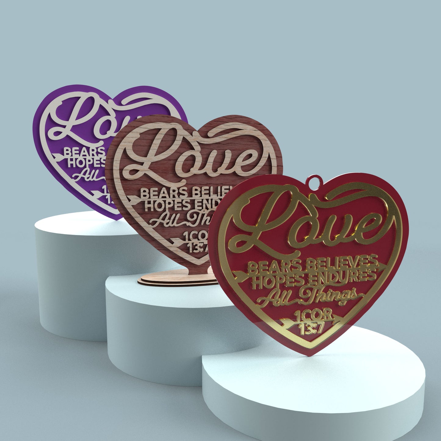 Heart Corinthians 13:7 - Laser Cut File - svg dxf pdf eps ai The X Laser Files