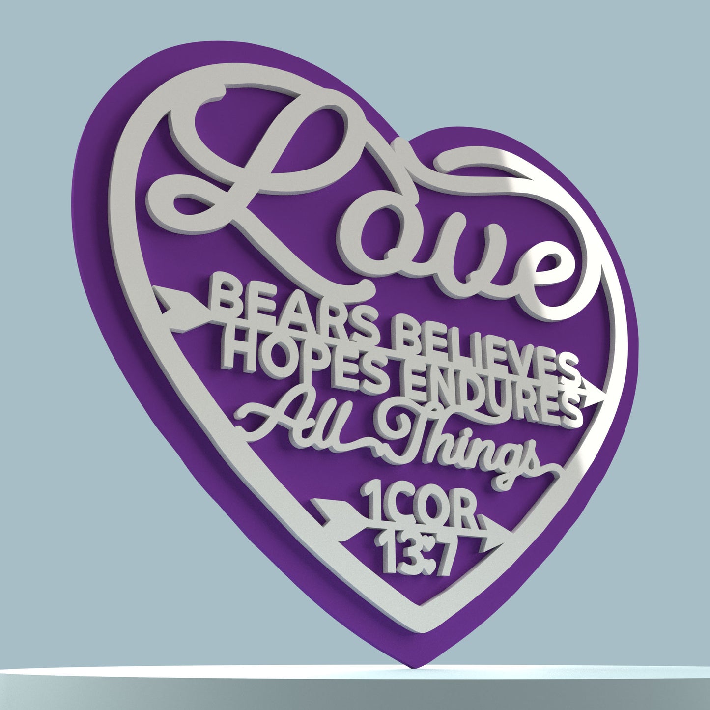 Heart Corinthians 13:7 - Laser Cut File - svg dxf pdf eps ai The X Laser Files