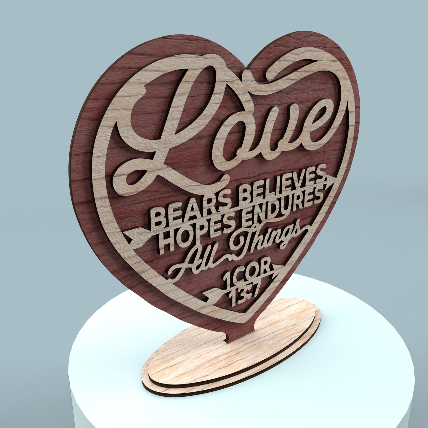 Heart Corinthians 13:7 - Laser Cut File - svg dxf pdf eps ai The X Laser Files