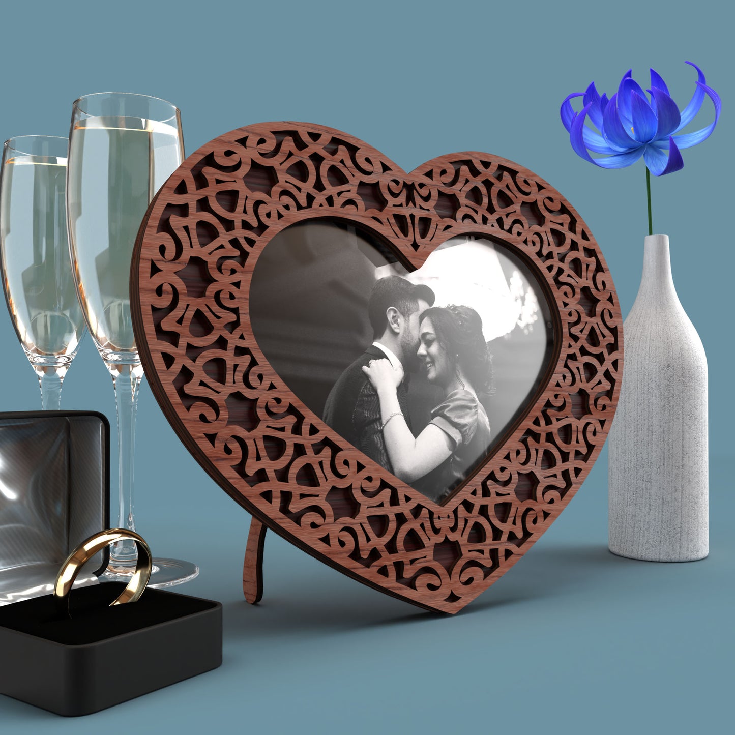 Heart Photo Frame - Laser Cut File - svg dxf pdf eps ai The X Laser Files