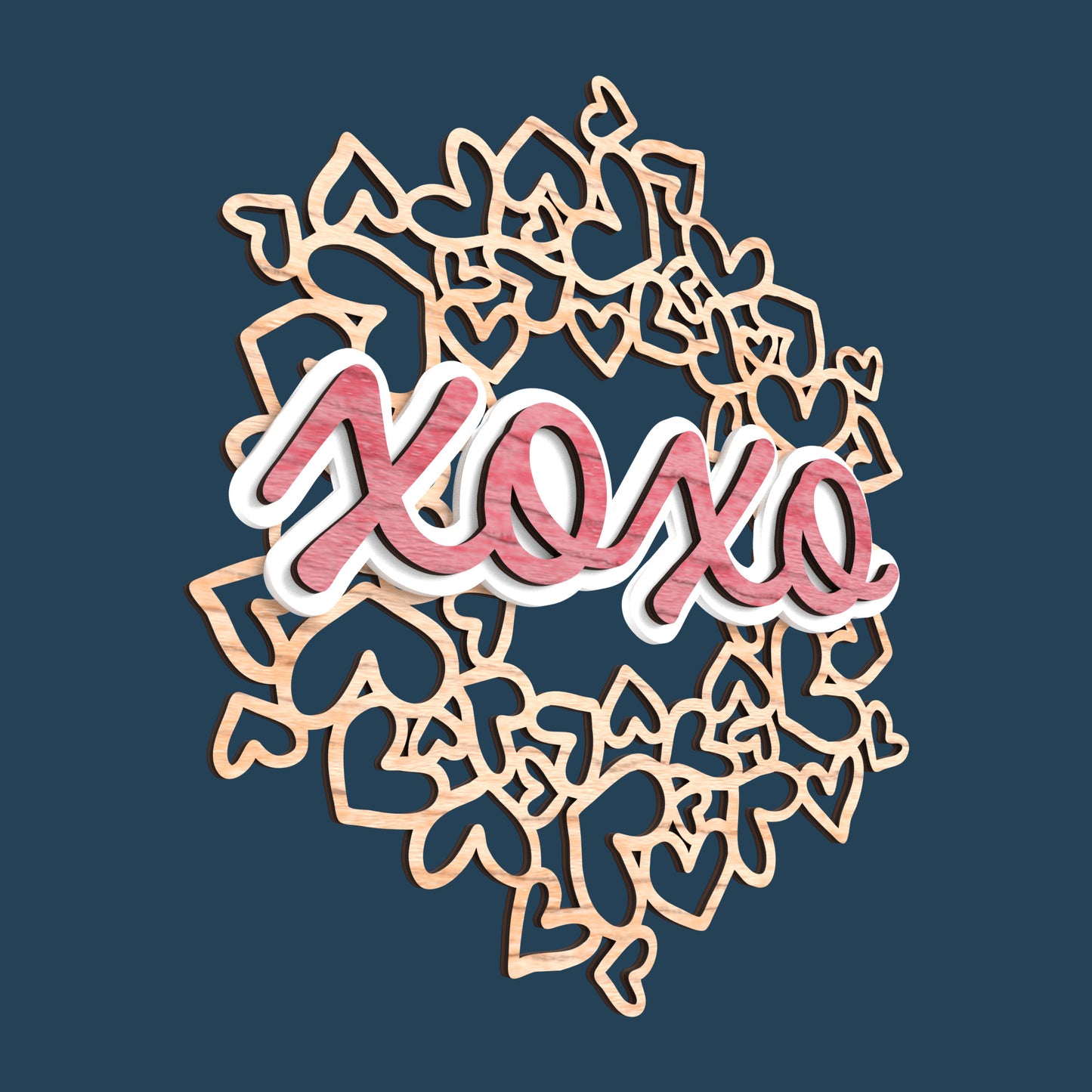 Happy Valentine's Hearts Wreath - Laser Cut File - svg dxf pdf eps ai The X Laser Files