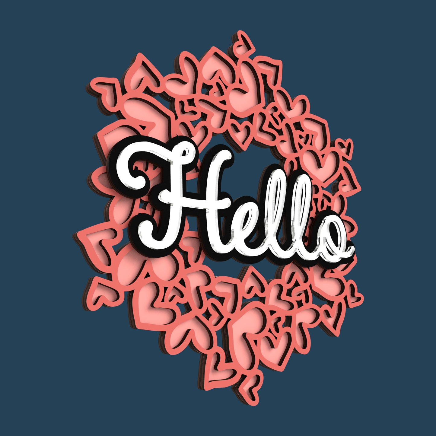 Happy Valentine's Hearts Wreath - Laser Cut File - svg dxf pdf eps ai The X Laser Files