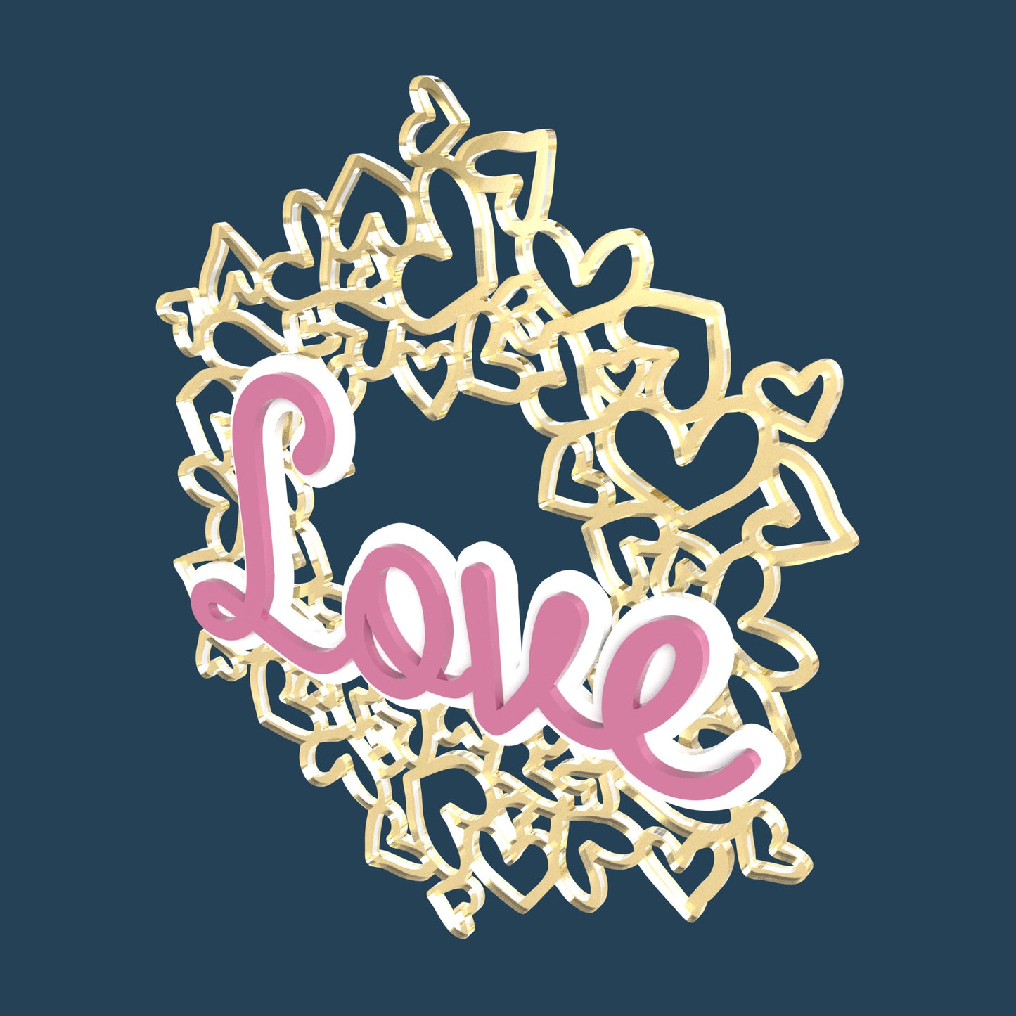 Happy Valentine's Hearts Wreath - Laser Cut File - svg dxf pdf eps ai The X Laser Files
