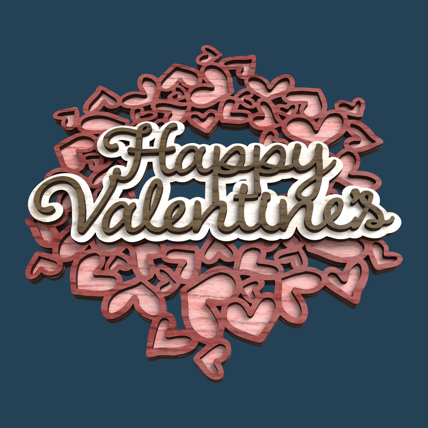 Happy Valentine's Hearts Wreath - Laser Cut File - svg dxf pdf eps ai The X Laser Files