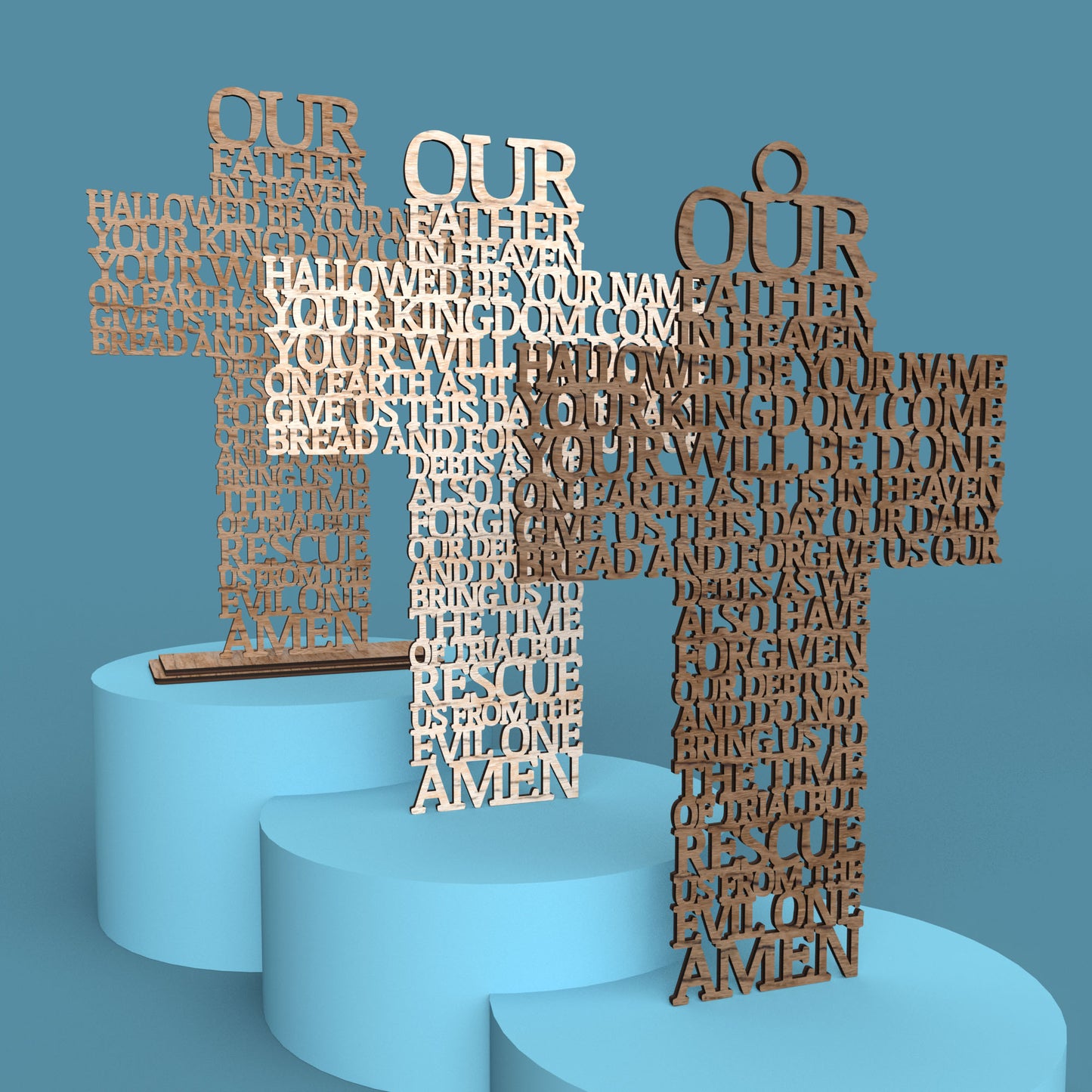 Lord's Prayer (Our Father) Cross Modern Version -Laser Cut File - The X Laser Files