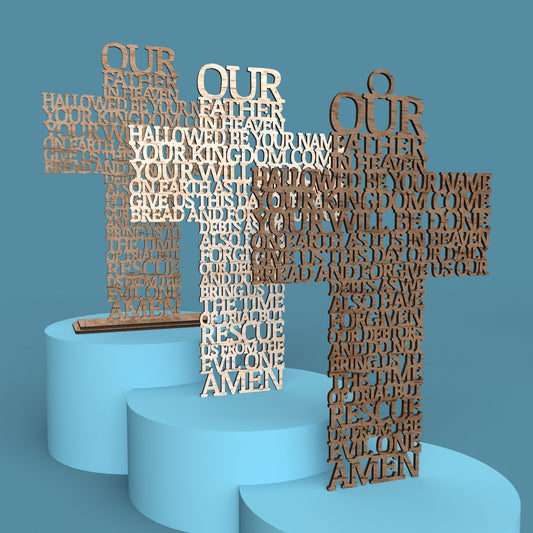 Lord's Prayer (Our Father) Cross Modern Version -Laser Cut File - The X Laser Files