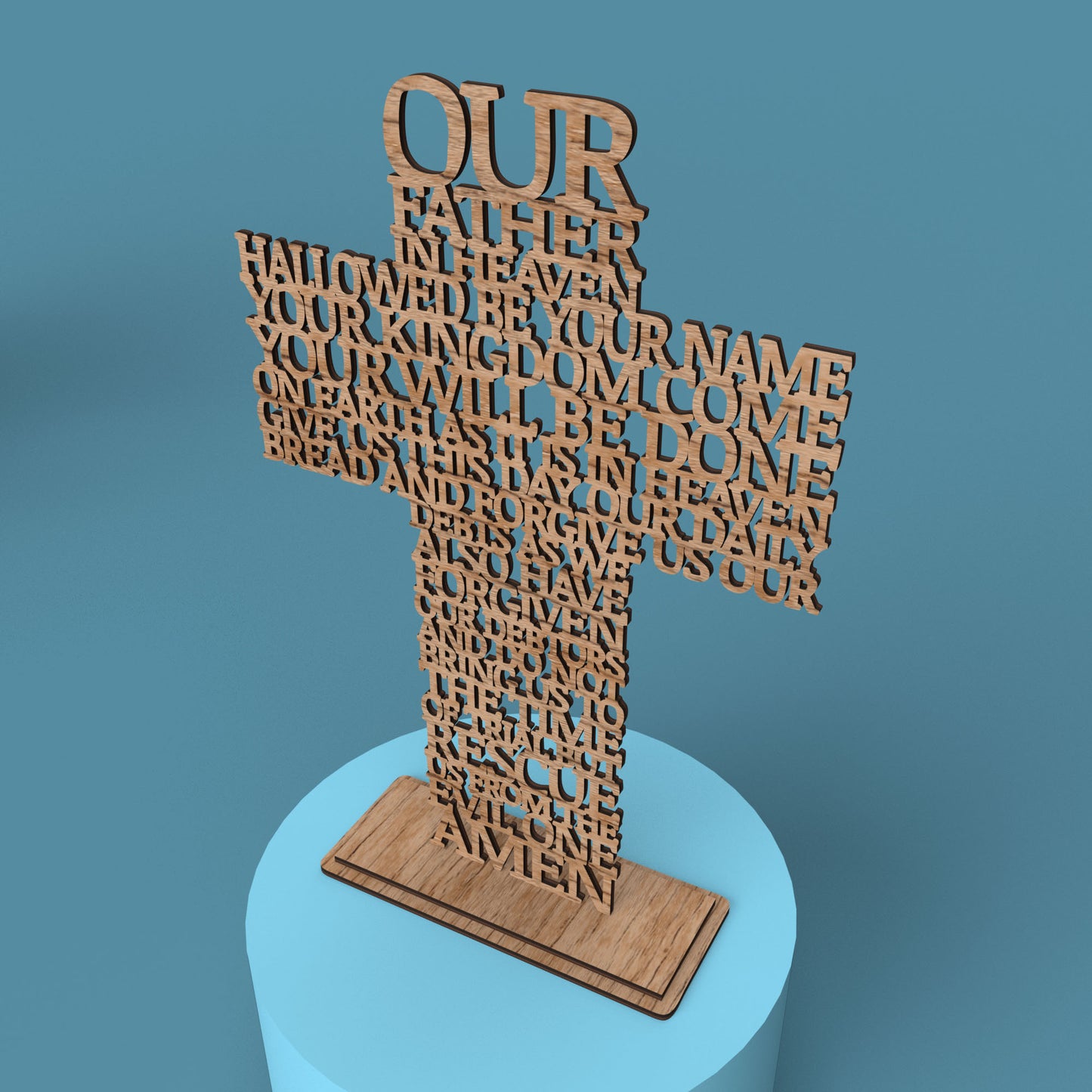 Lord's Prayer (Our Father) Cross Modern Version -Laser Cut File - The X Laser Files