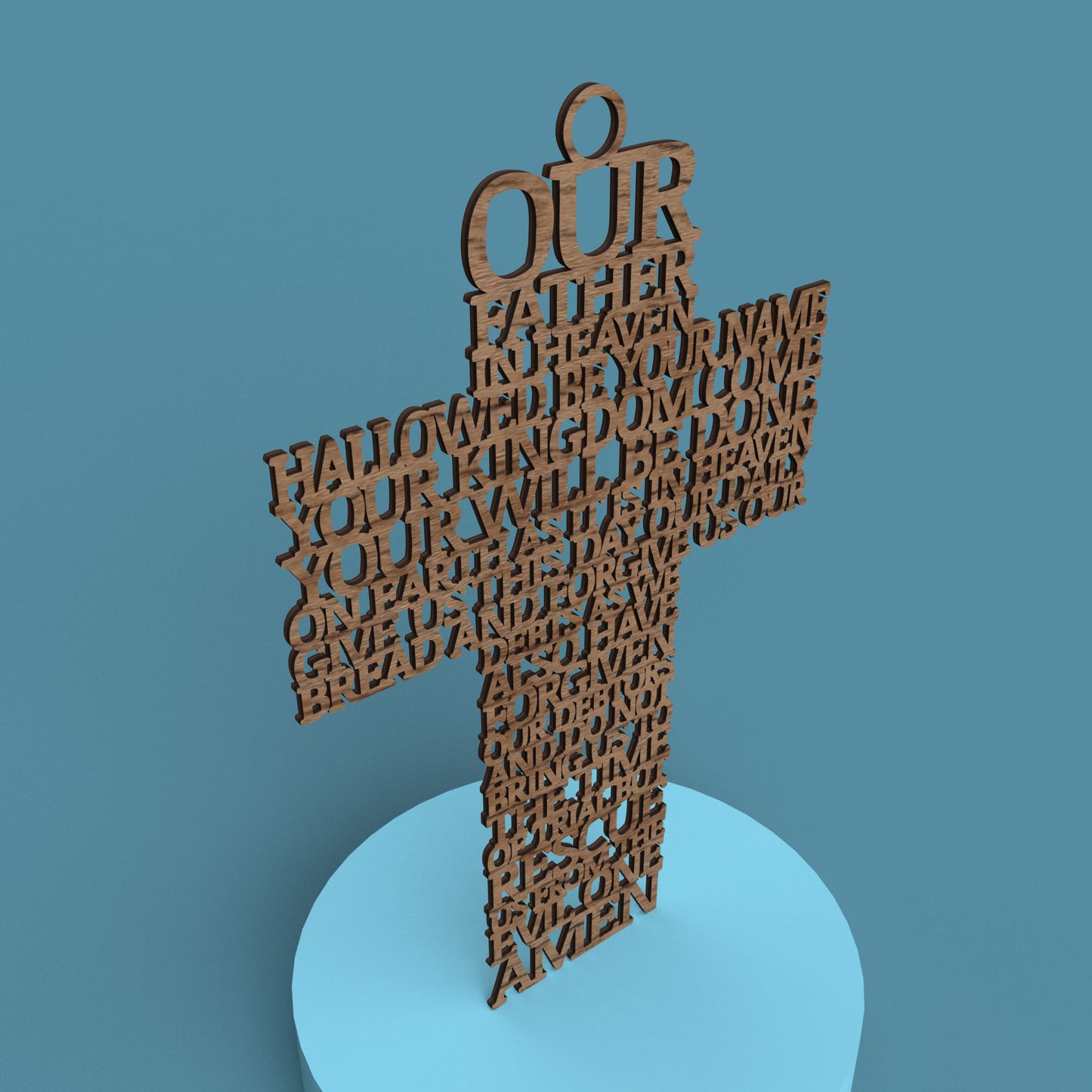 Lord's Prayer (Our Father) Cross Modern Version -Laser Cut File - The X Laser Files