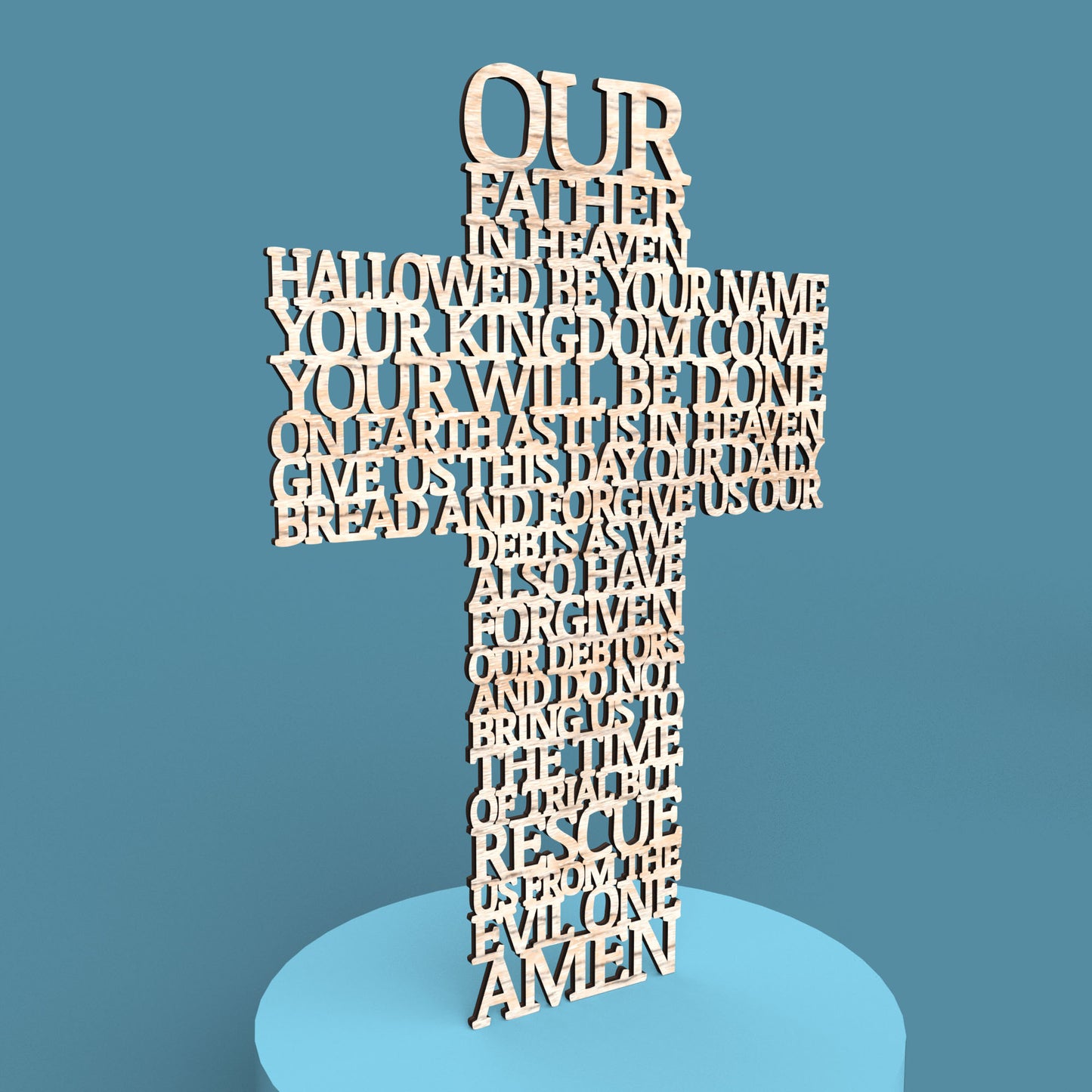 Lord's Prayer (Our Father) Cross Modern Version -Laser Cut File - The X Laser Files