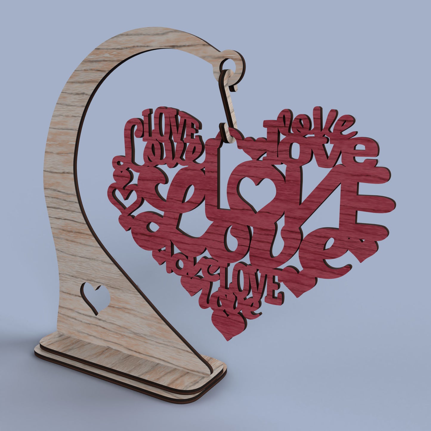 Love Valentine Hanging Heart - Laser Cut File - svg dxf pdf eps ai The X Laser Files