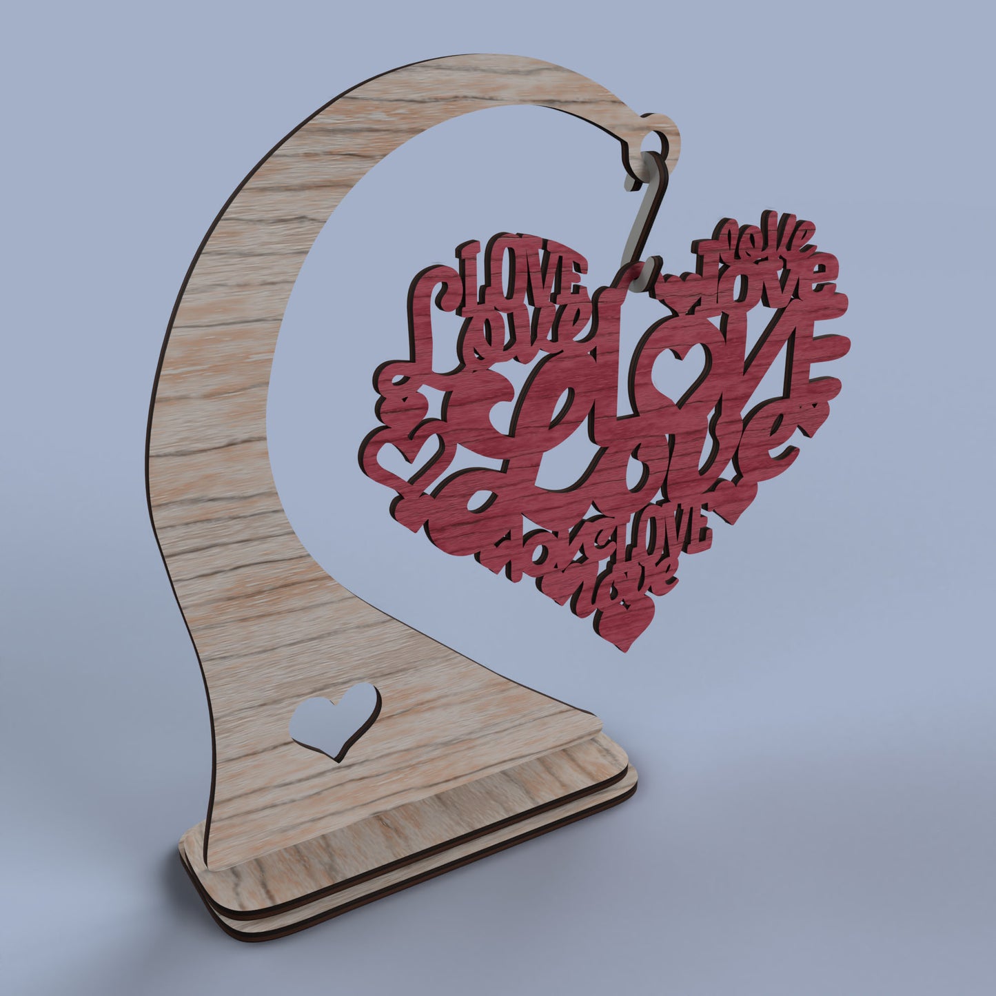 Love Valentine Hanging Heart - Laser Cut File - svg dxf pdf eps ai The X Laser Files