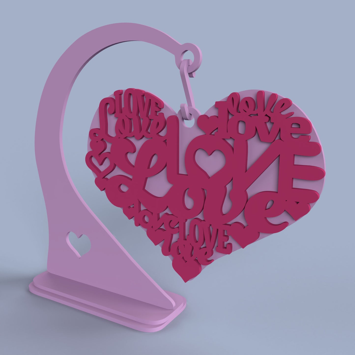Love Valentine Hanging Heart - Laser Cut File - svg dxf pdf eps ai The X Laser Files