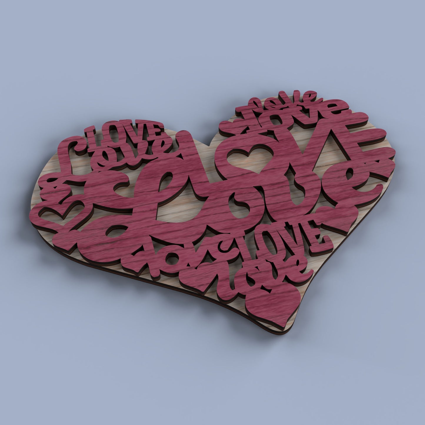 Love Valentine Hanging Heart - Laser Cut File - svg dxf pdf eps ai The X Laser Files