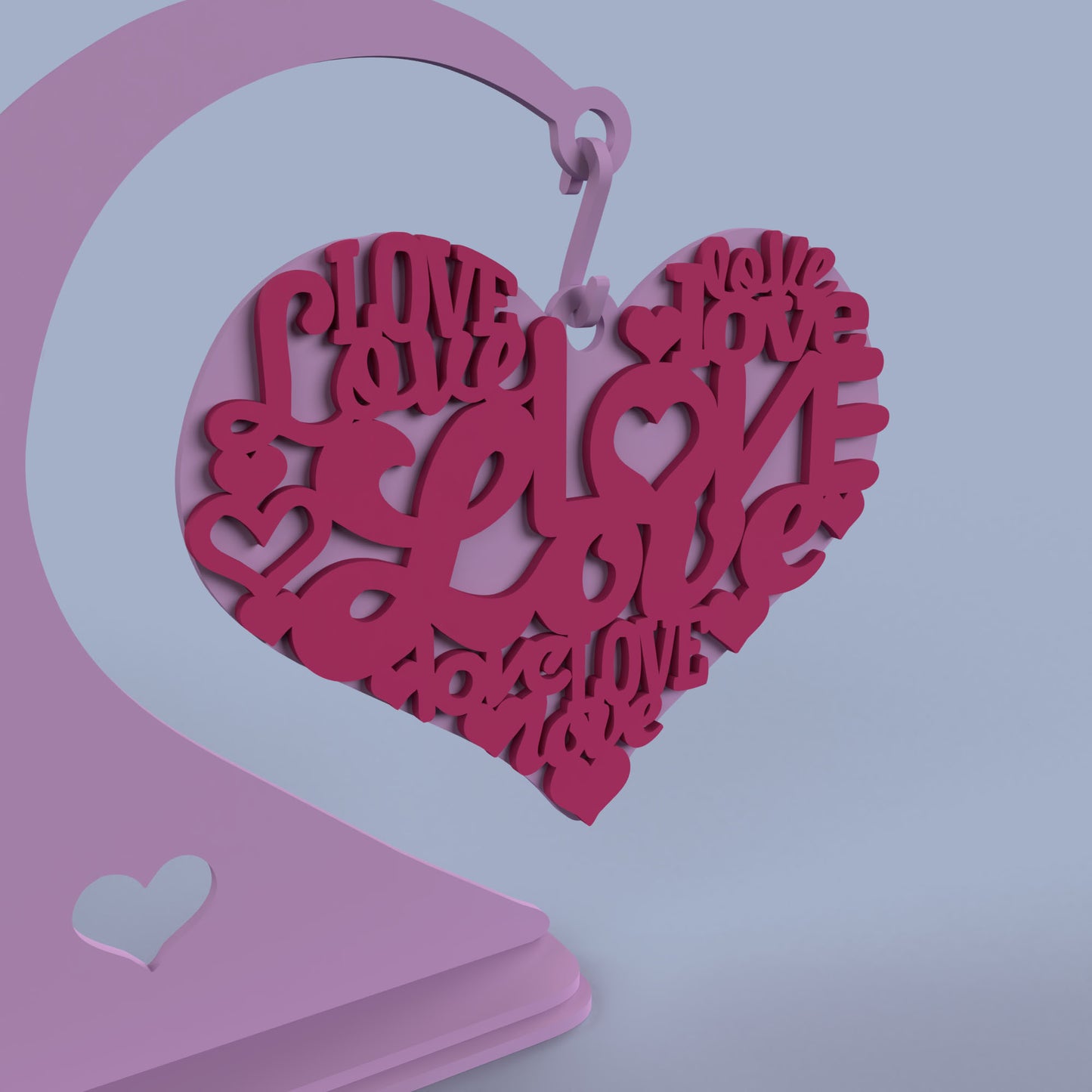 Love Valentine Hanging Heart - Laser Cut File - svg dxf pdf eps ai The X Laser Files