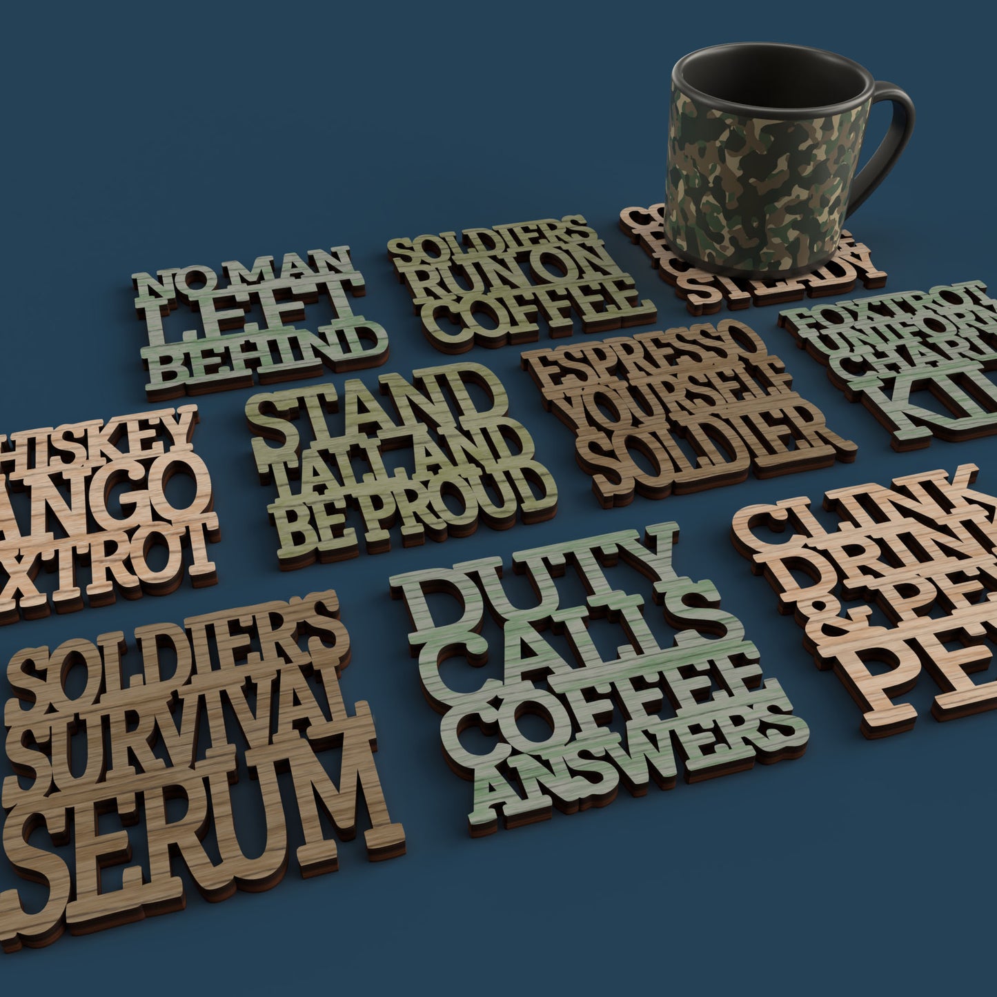 Military Coasters -Laser Cut File - The X Laser Files