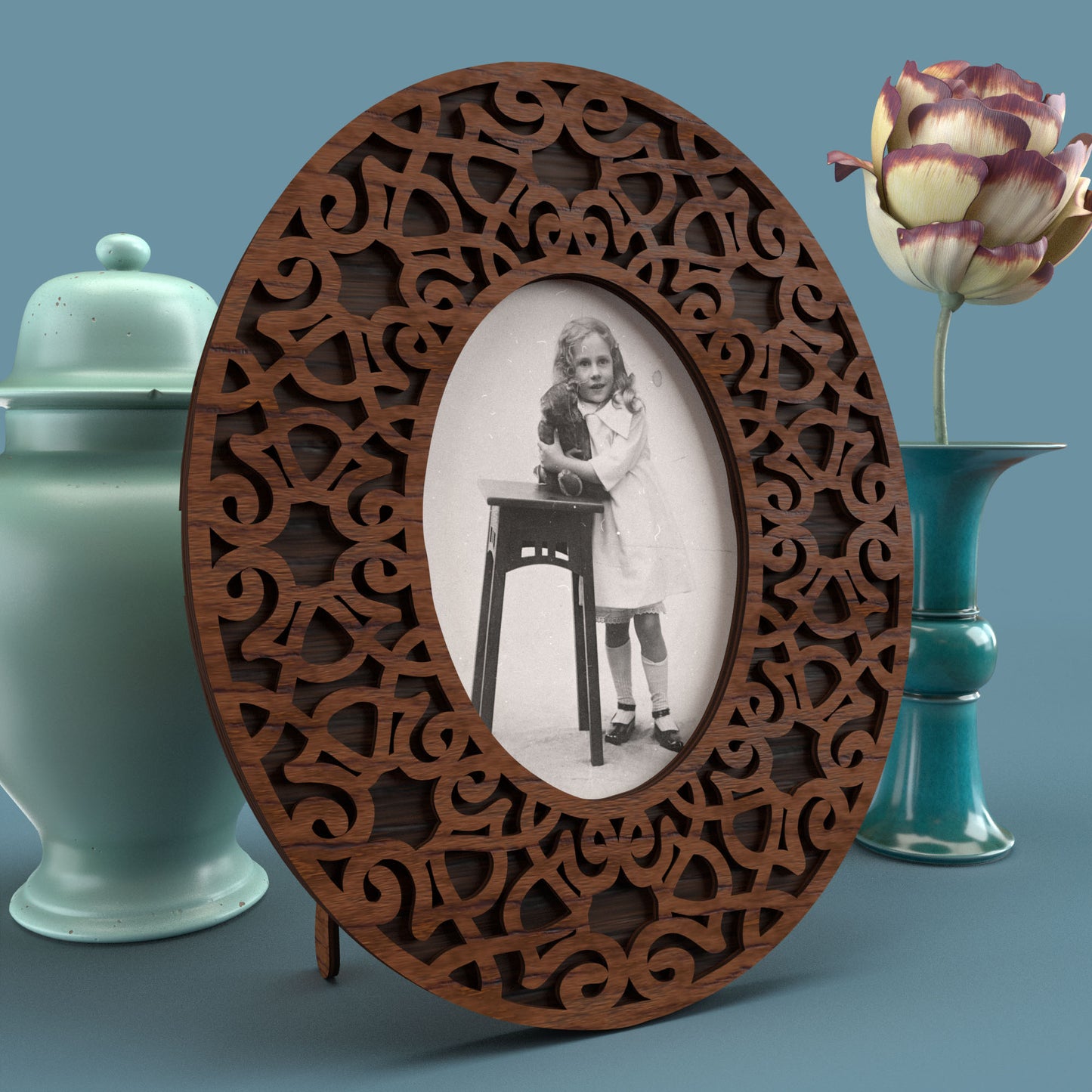 Oval Photo Frame Cast Iron -Laser Cut File - The X Laser Files