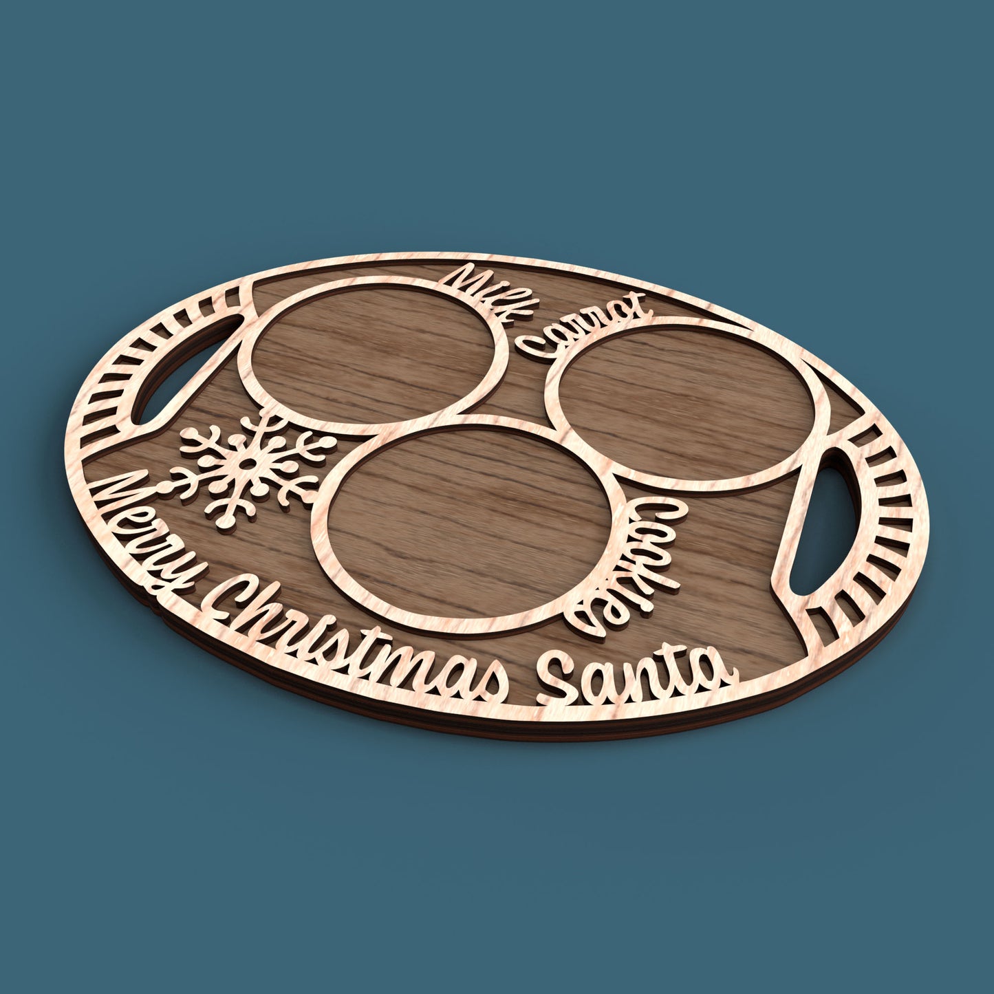 Merry Christmas Santa Cookies Tray - Laser Cut File - svg dxf pdf eps ai The X Laser Files