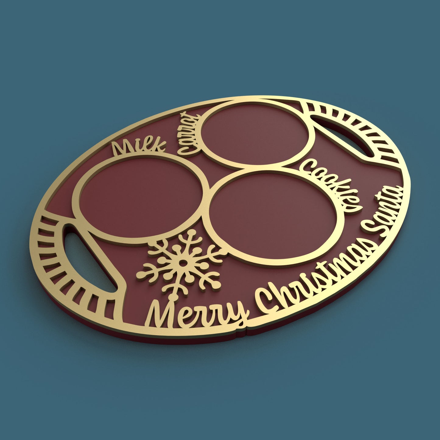 Merry Christmas Santa Cookies Tray - Laser Cut File - svg dxf pdf eps ai The X Laser Files