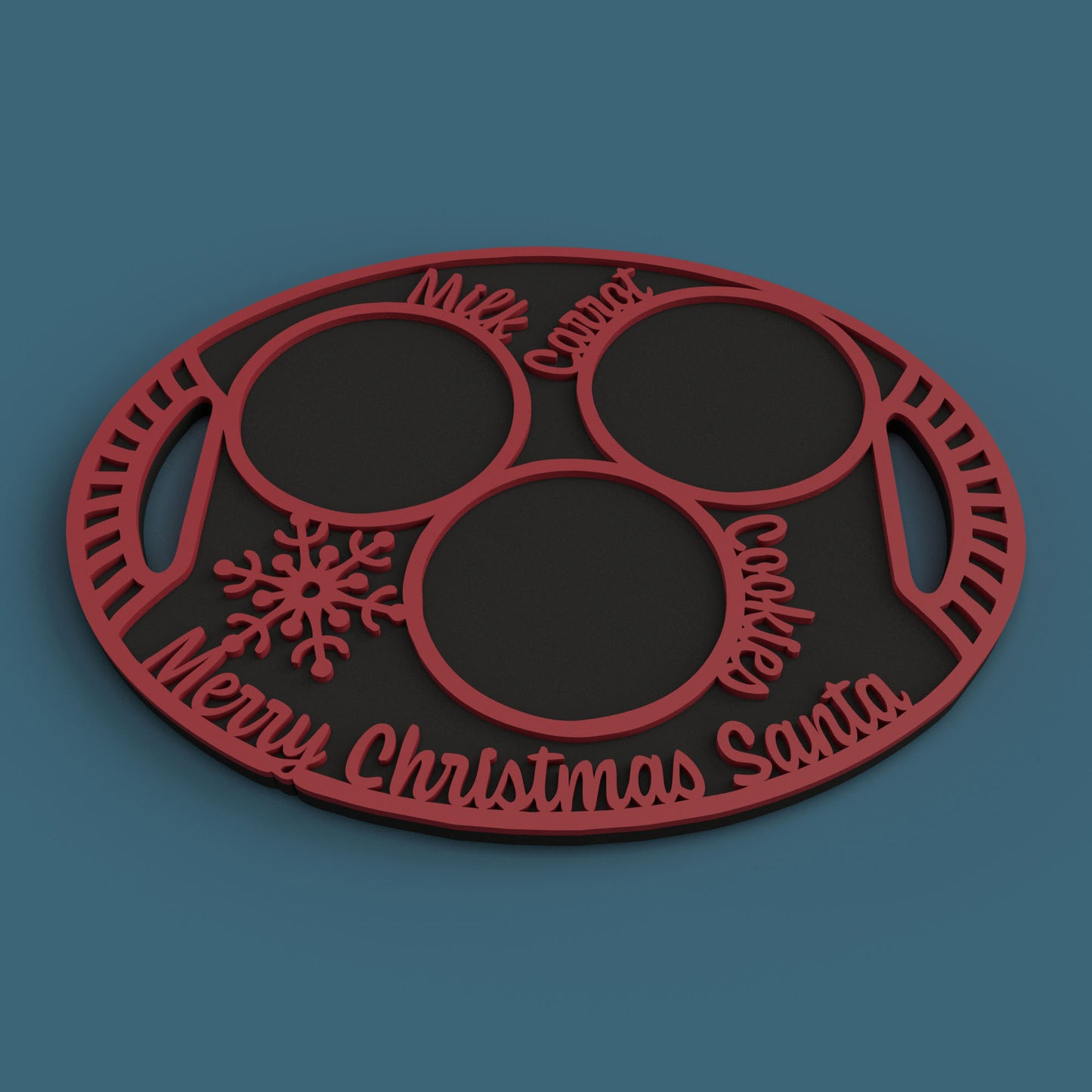 Merry Christmas Santa Cookies Tray - Laser Cut File - svg dxf pdf eps ai The X Laser Files