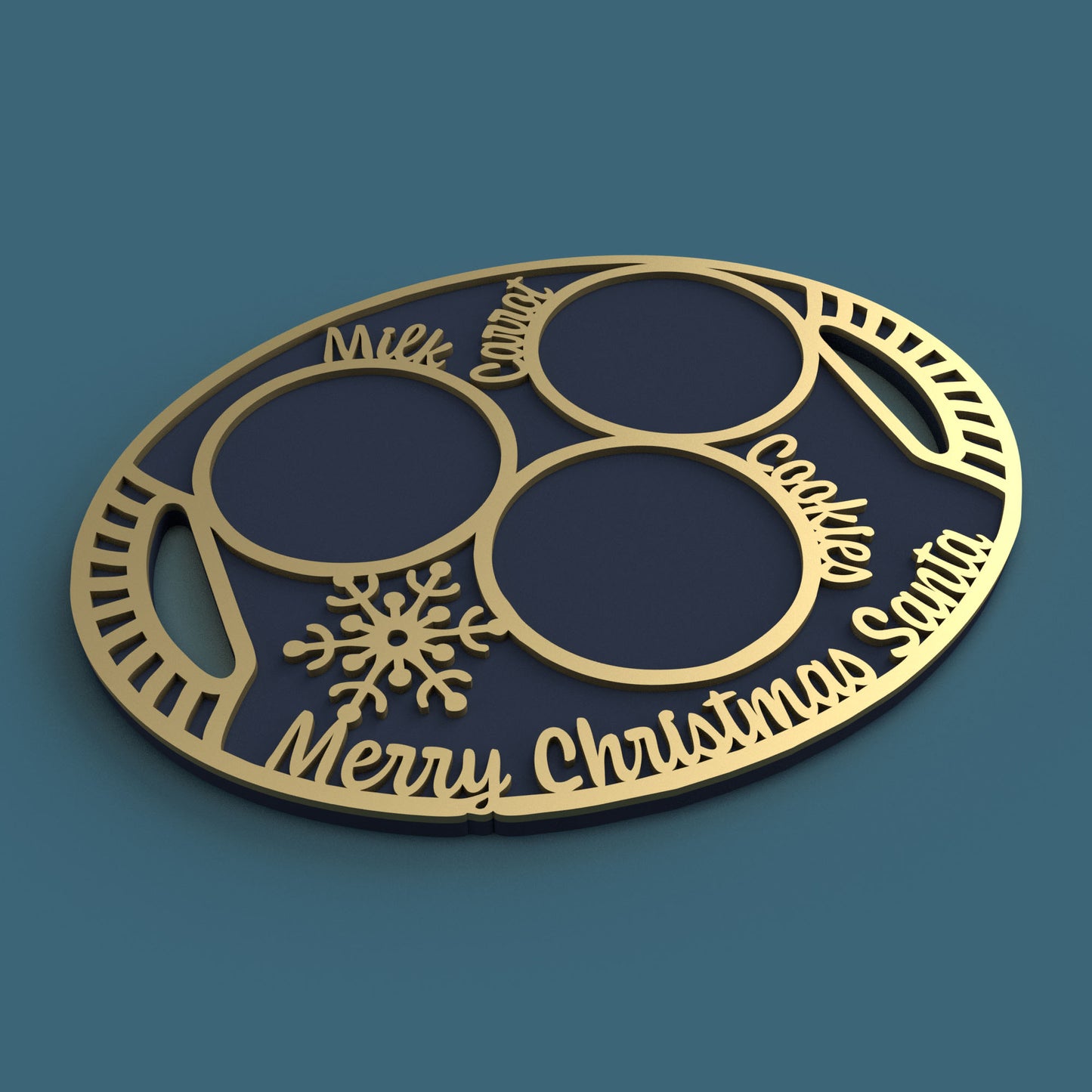 Merry Christmas Santa Cookies Tray - Laser Cut File - svg dxf pdf eps ai The X Laser Files