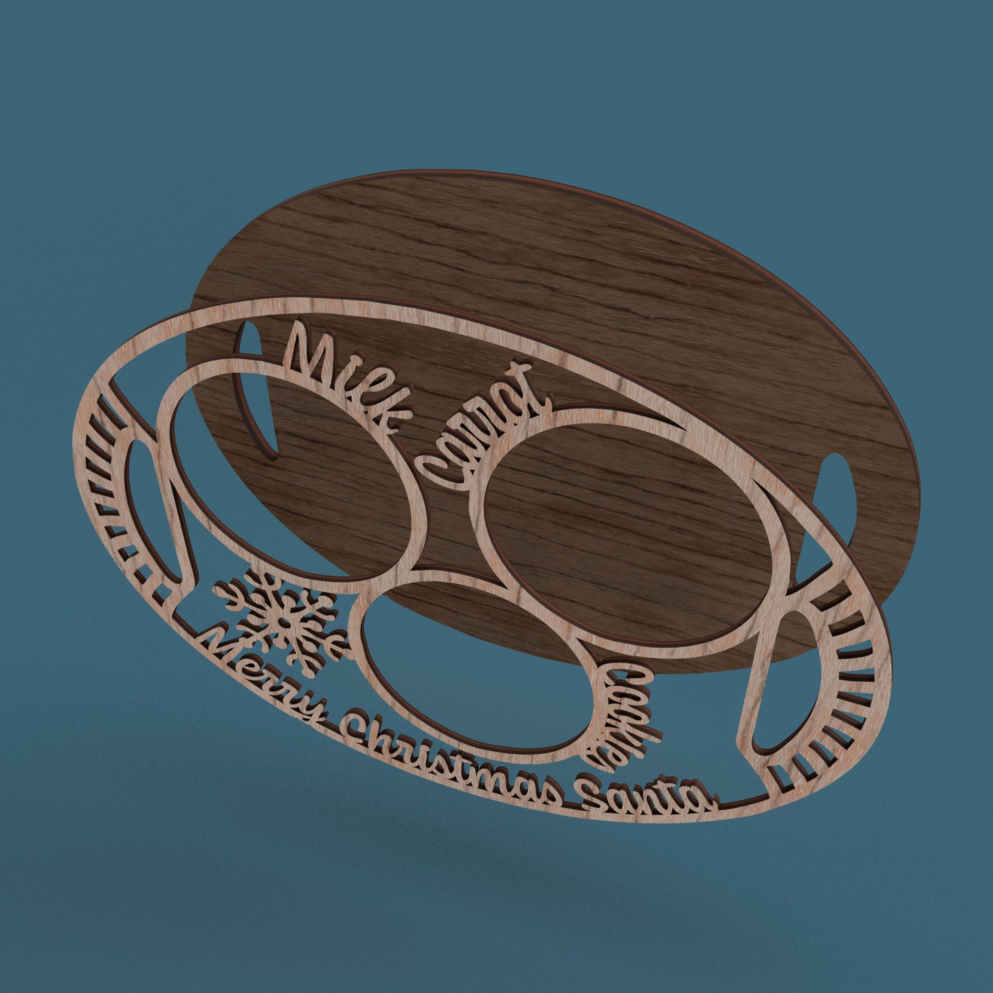 Merry Christmas Santa Cookies Tray - Laser Cut File - svg dxf pdf eps ai The X Laser Files