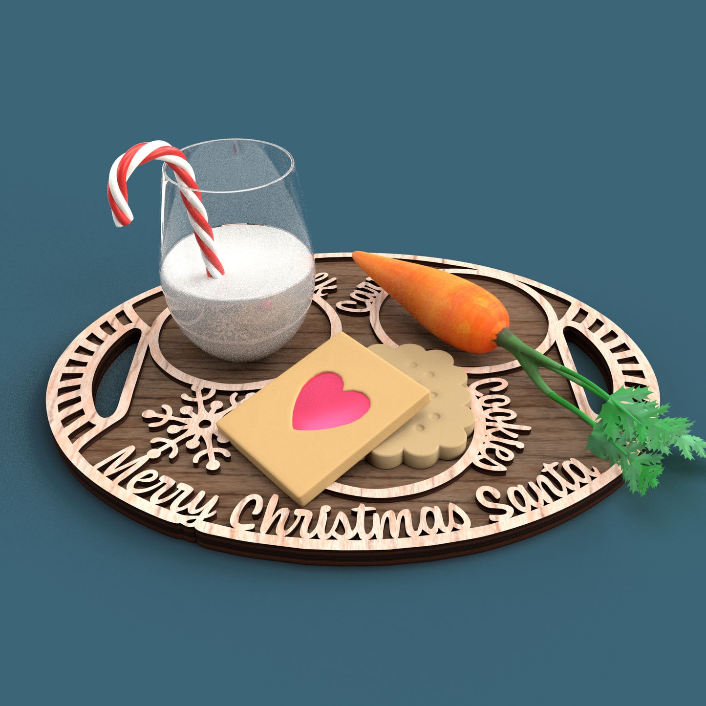 Merry Christmas Santa Cookies Tray - Laser Cut File - svg dxf pdf eps ai The X Laser Files