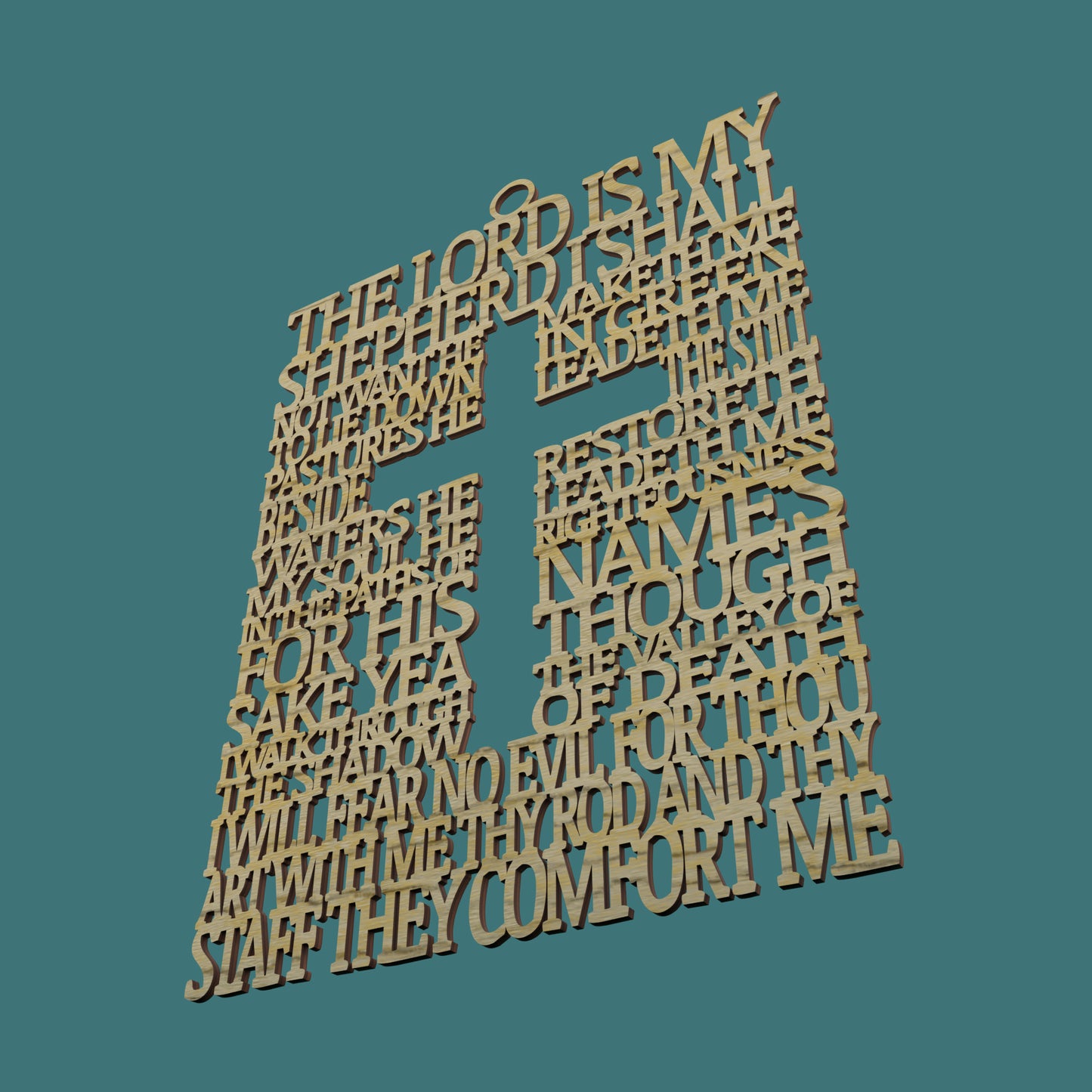 Psalm 23 Square with Cross (King James Version) -Laser Cut File - The X Laser Files